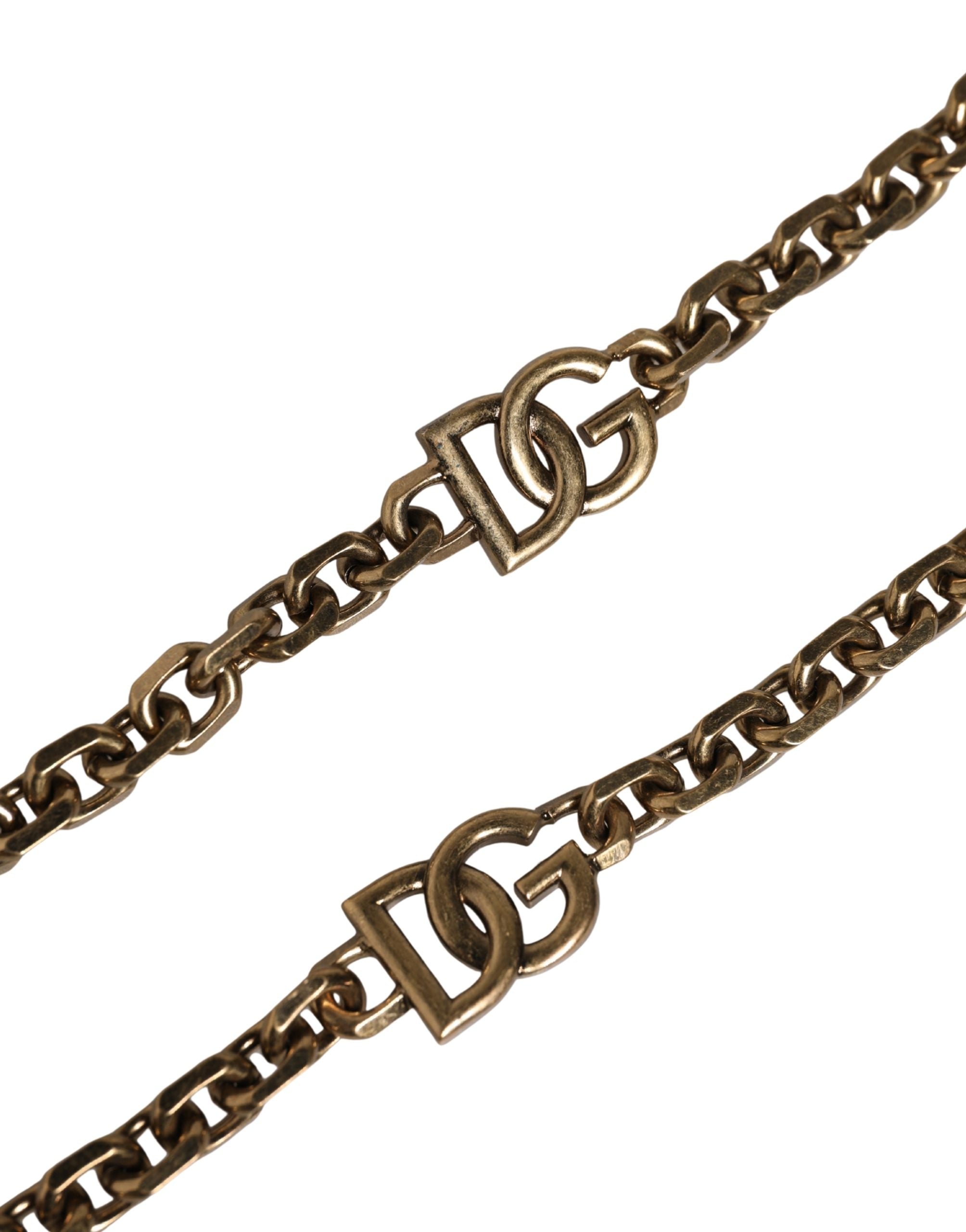 Dolce & Gabbana Black Leather Gold Chain Bag Accessory Shoulder Women's Strap