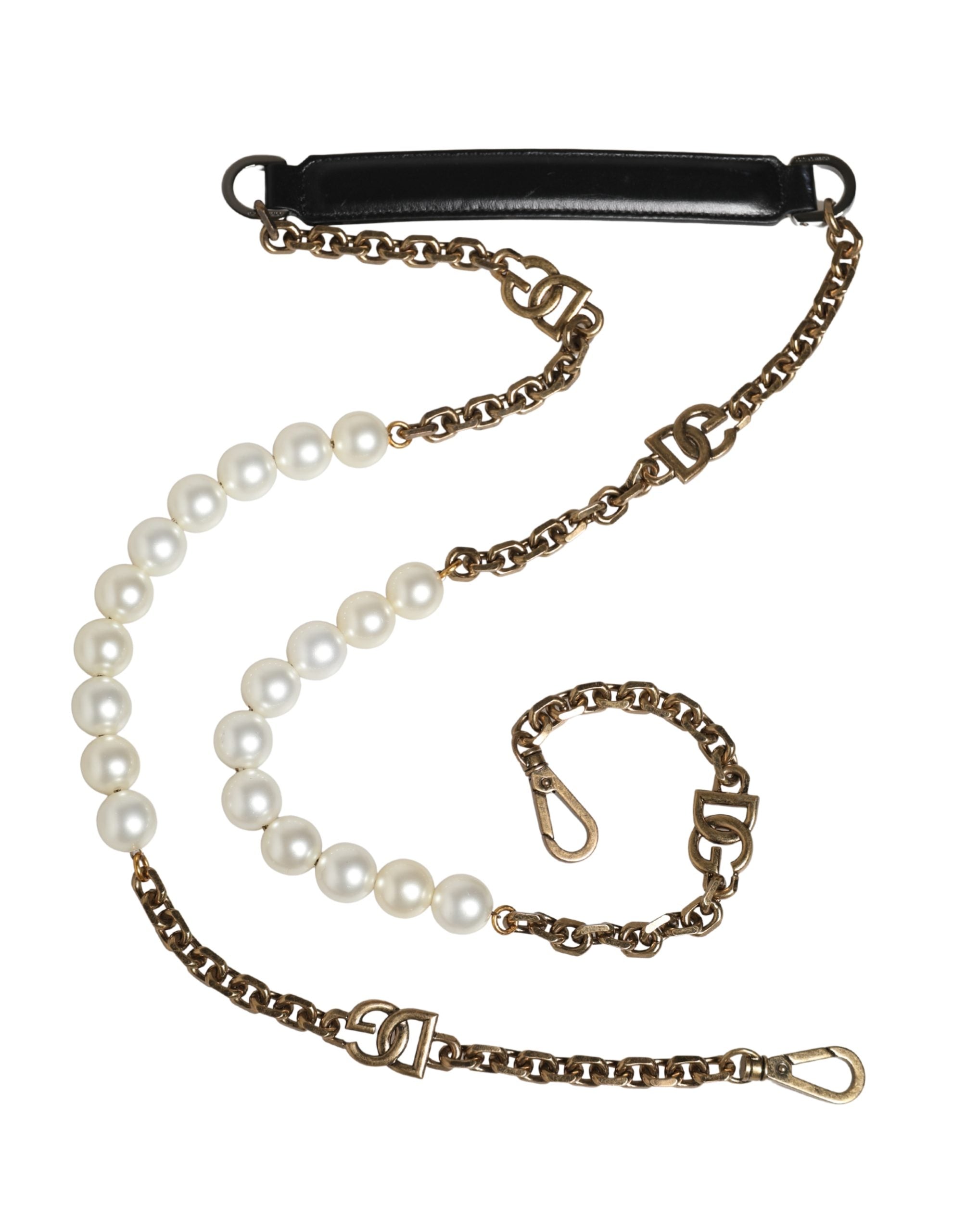 Dolce & Gabbana Black Leather Gold Chain Bag Accessory Shoulder Women's Strap