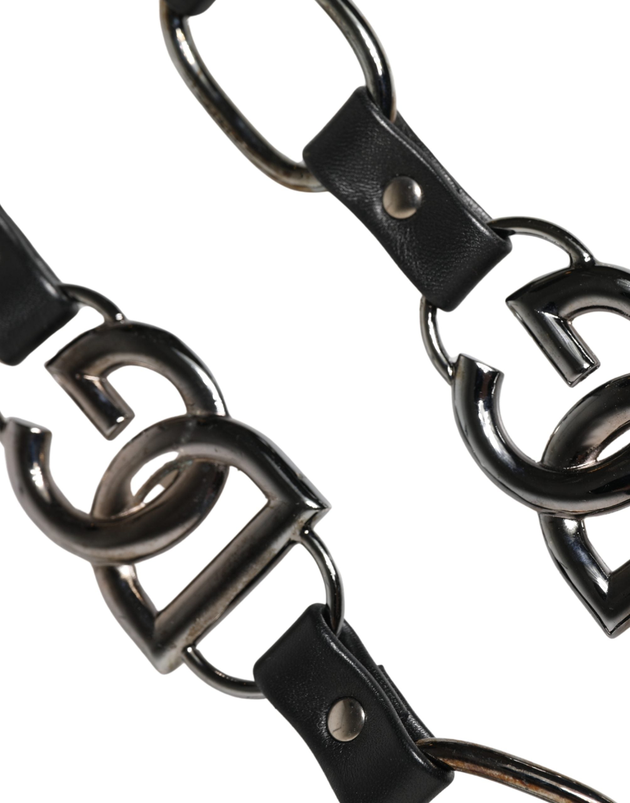 Dolce & Gabbana Black Leather Silver Chain Bag Accessory Shoulder Women's Strap