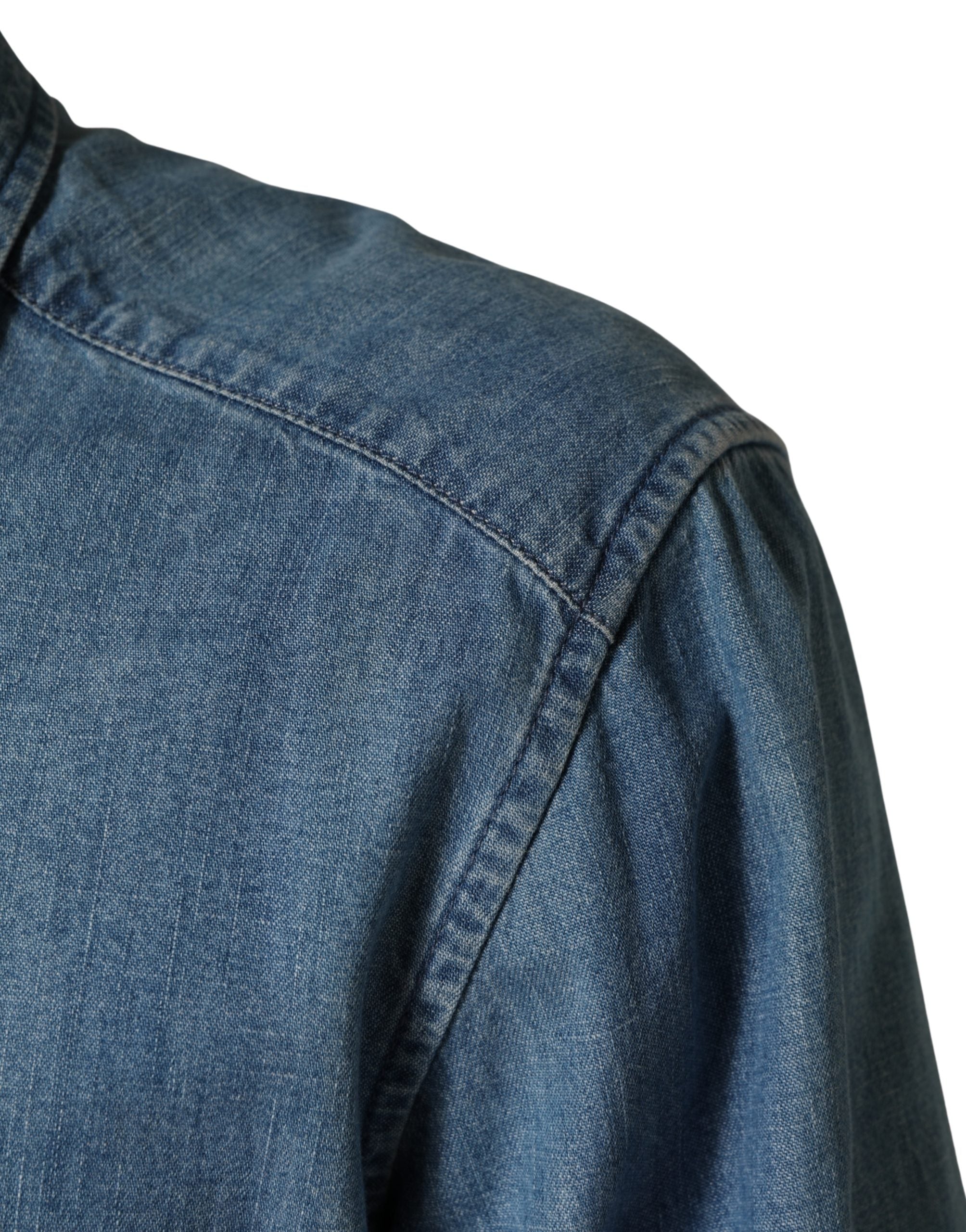 Dolce & Gabbana Blue Cotton Stretch Casual Denim Slim Men's Shirt