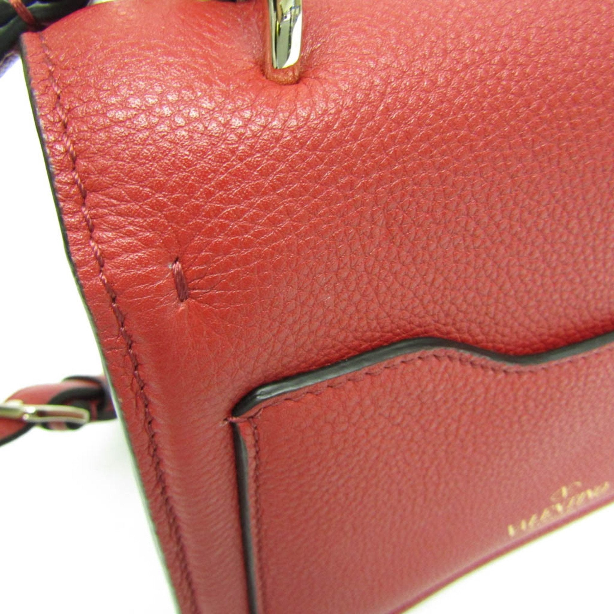 Valentino Garavani Uptown Red Leather Shoulder Bag (Pre-Owned)