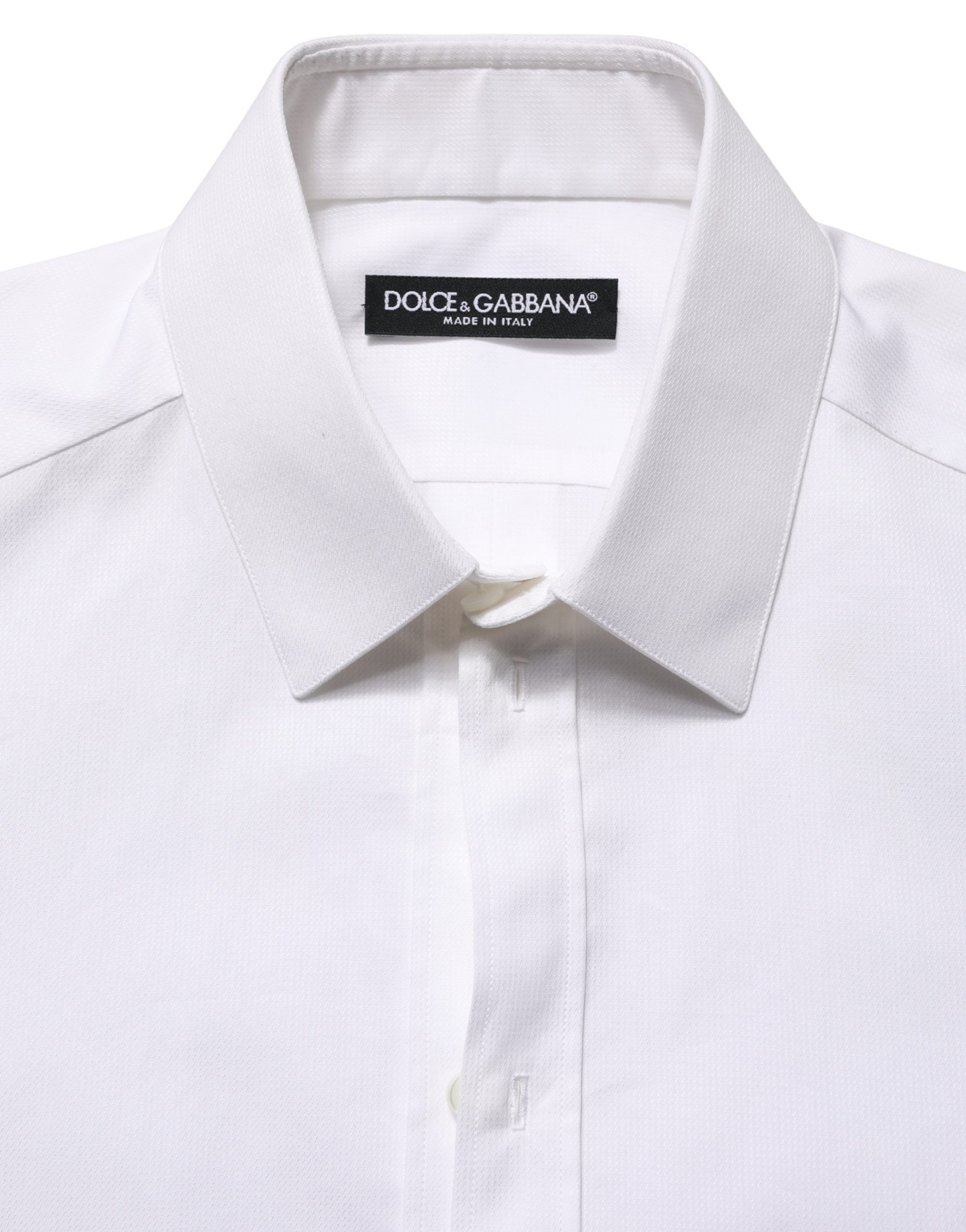 Dolce & Gabbana White Cotton Short Sleeves Button Down Men's Shirt (Pre-Owned)