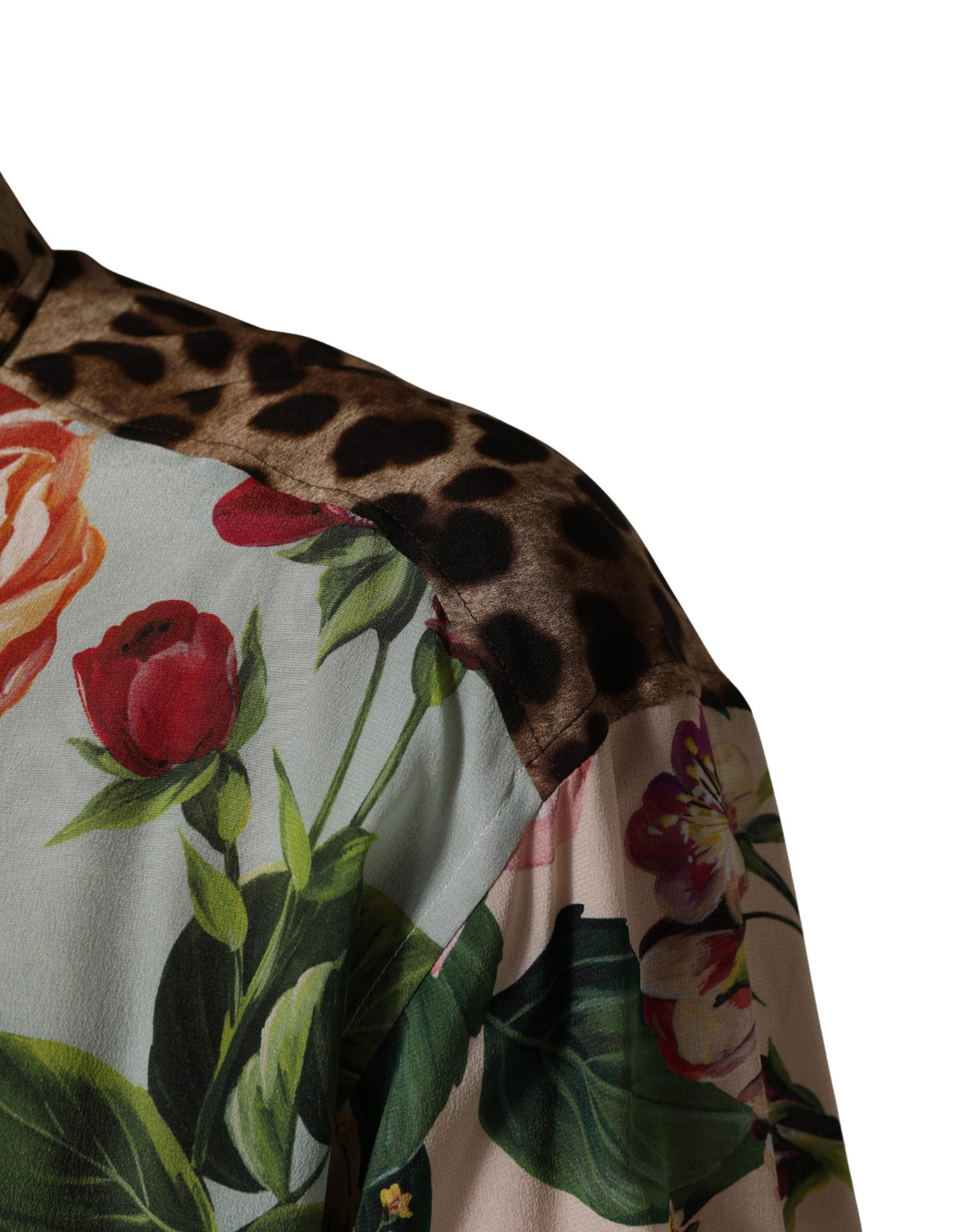 Dolce & Gabbana Multicolor Floral Animal Print Collared Men's Shirt