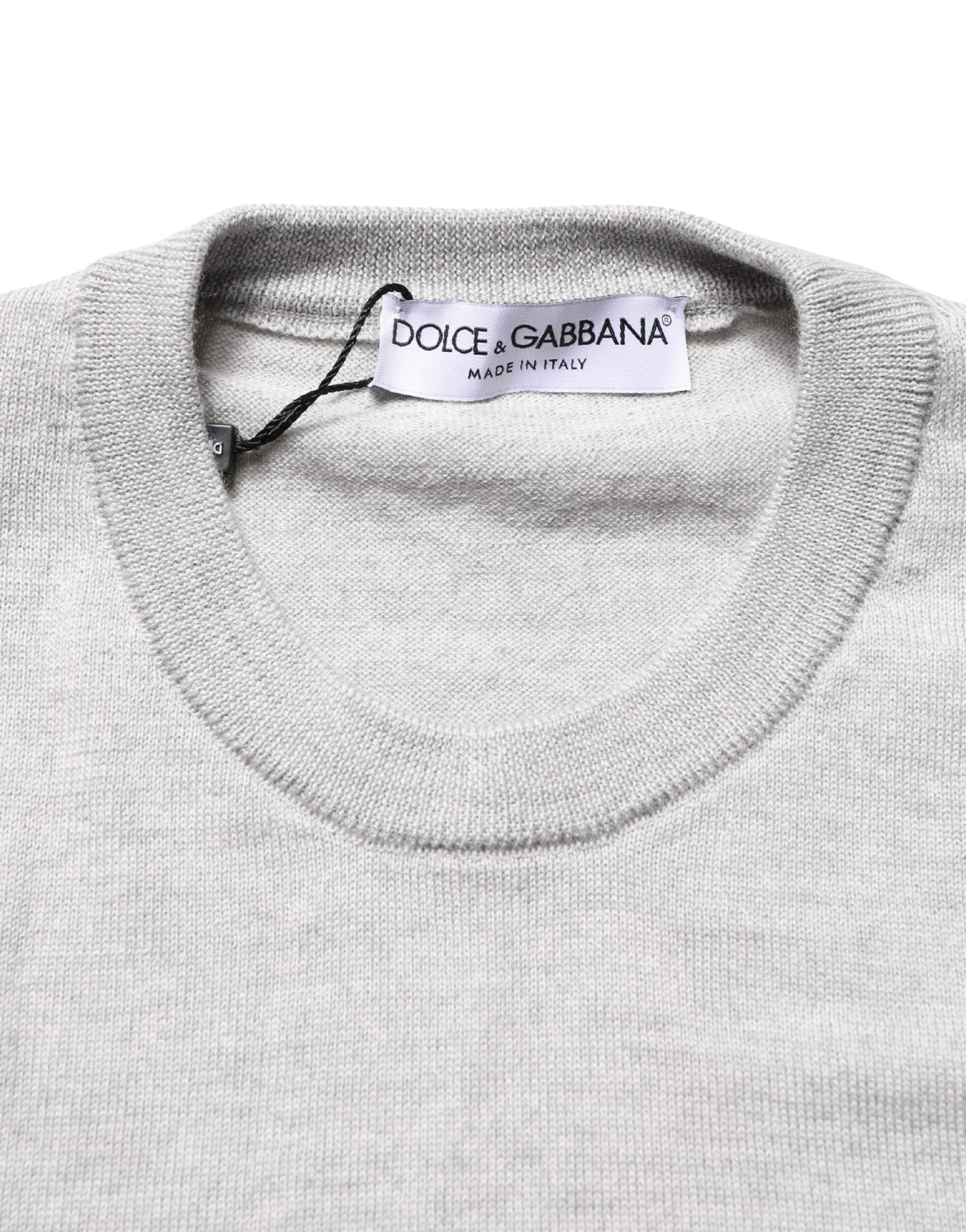 Dolce & Gabbana Gray Long Sleeves Crew Neck Pullover Men's Sweater