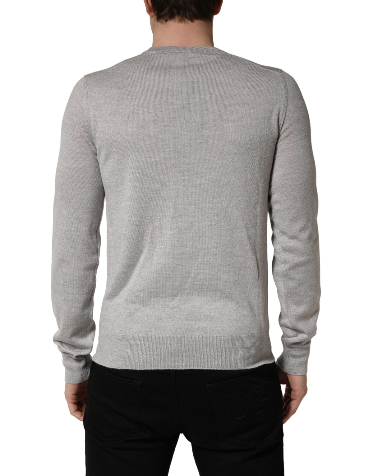 Dolce & Gabbana Gray Long Sleeves Crew Neck Pullover Men's Sweater