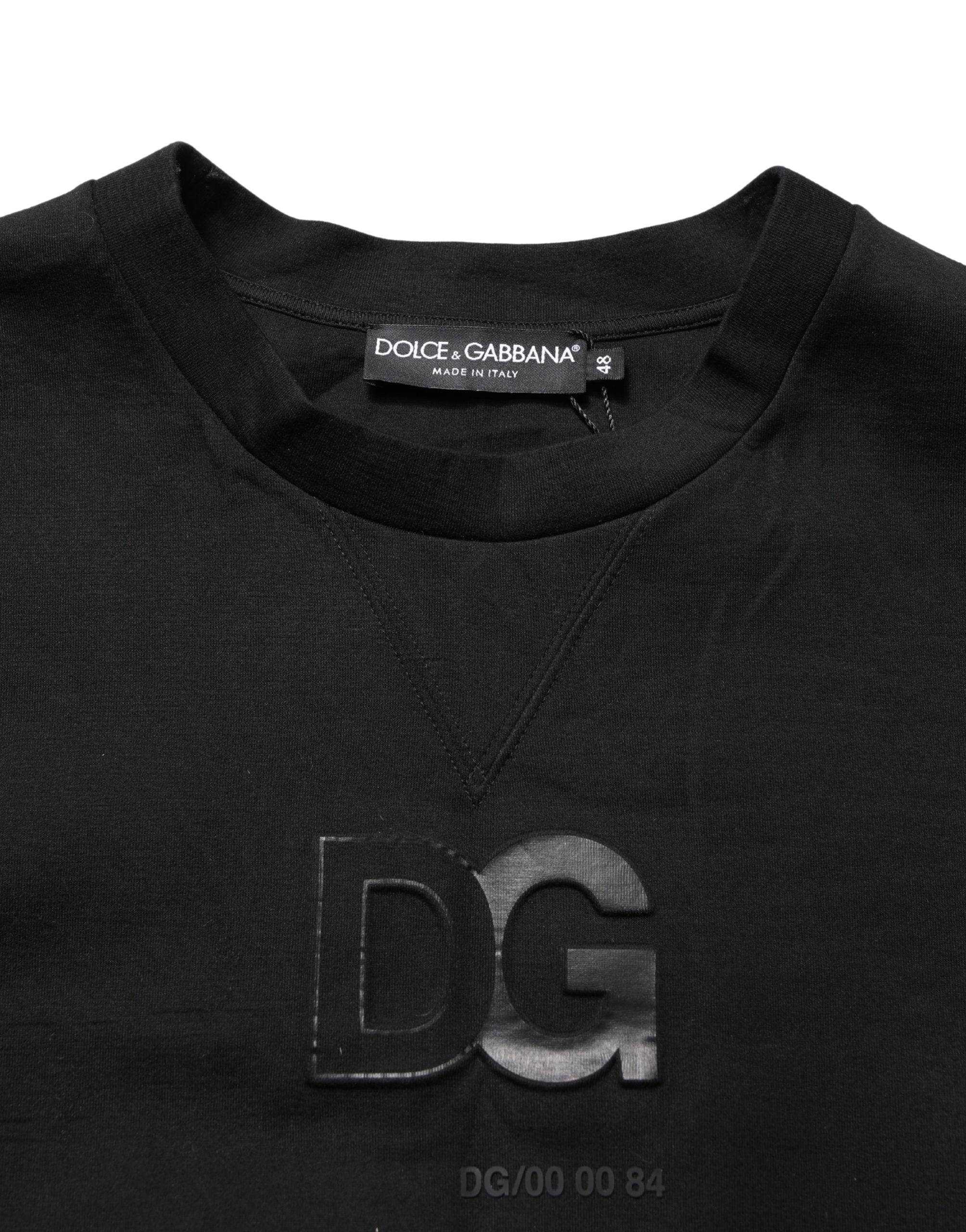 Dolce & Gabbana Black Cotton DG Men CrewNeck Pullover Men's Sweater (Pre-Owned)