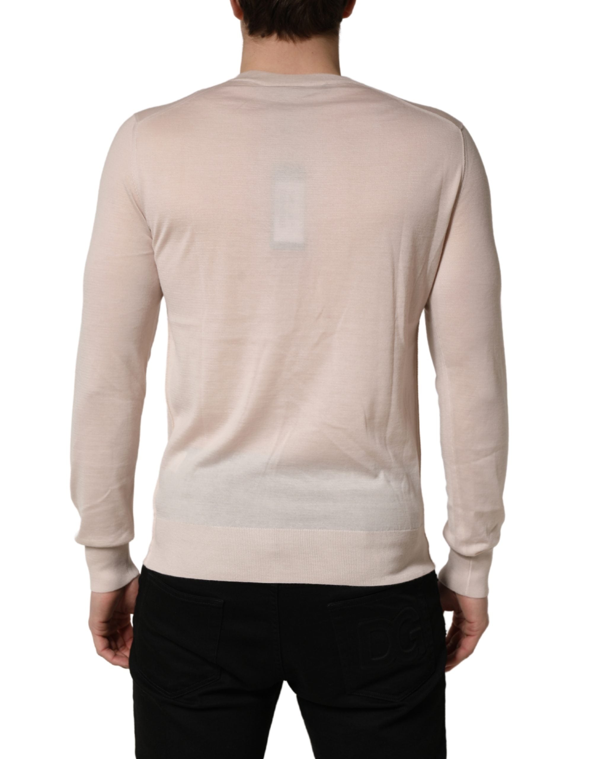 Dolce & Gabbana Beige Cashmere V-neck Men Pullover Men's Sweater