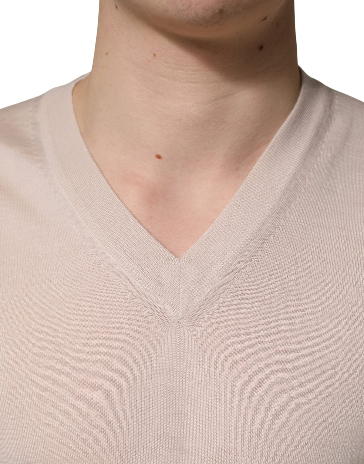 Dolce & Gabbana Beige Cashmere V-neck Men Pullover Men's Sweater