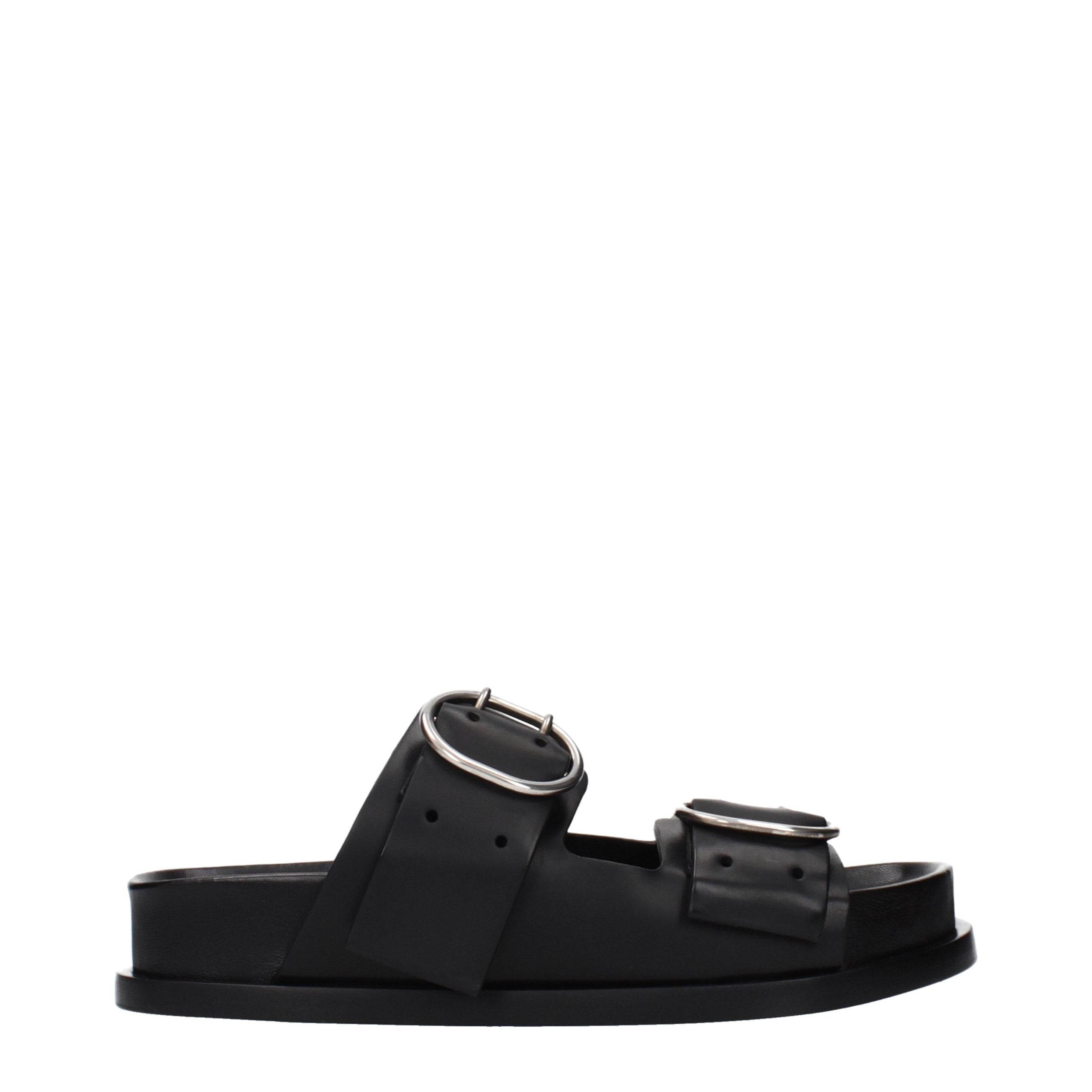 Jil Sander Black Leather Women's Slippers