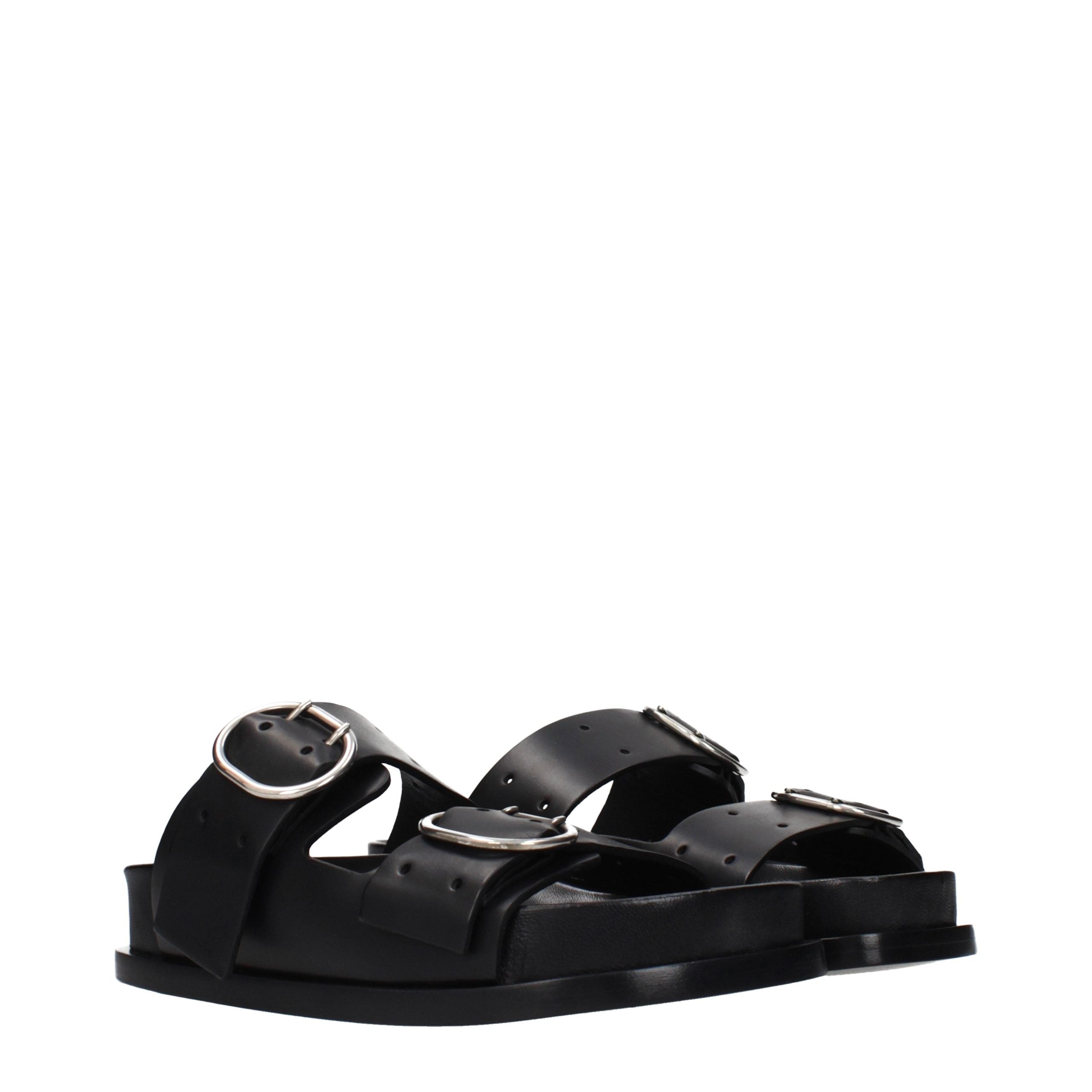 Jil Sander Black Leather Women's Slippers