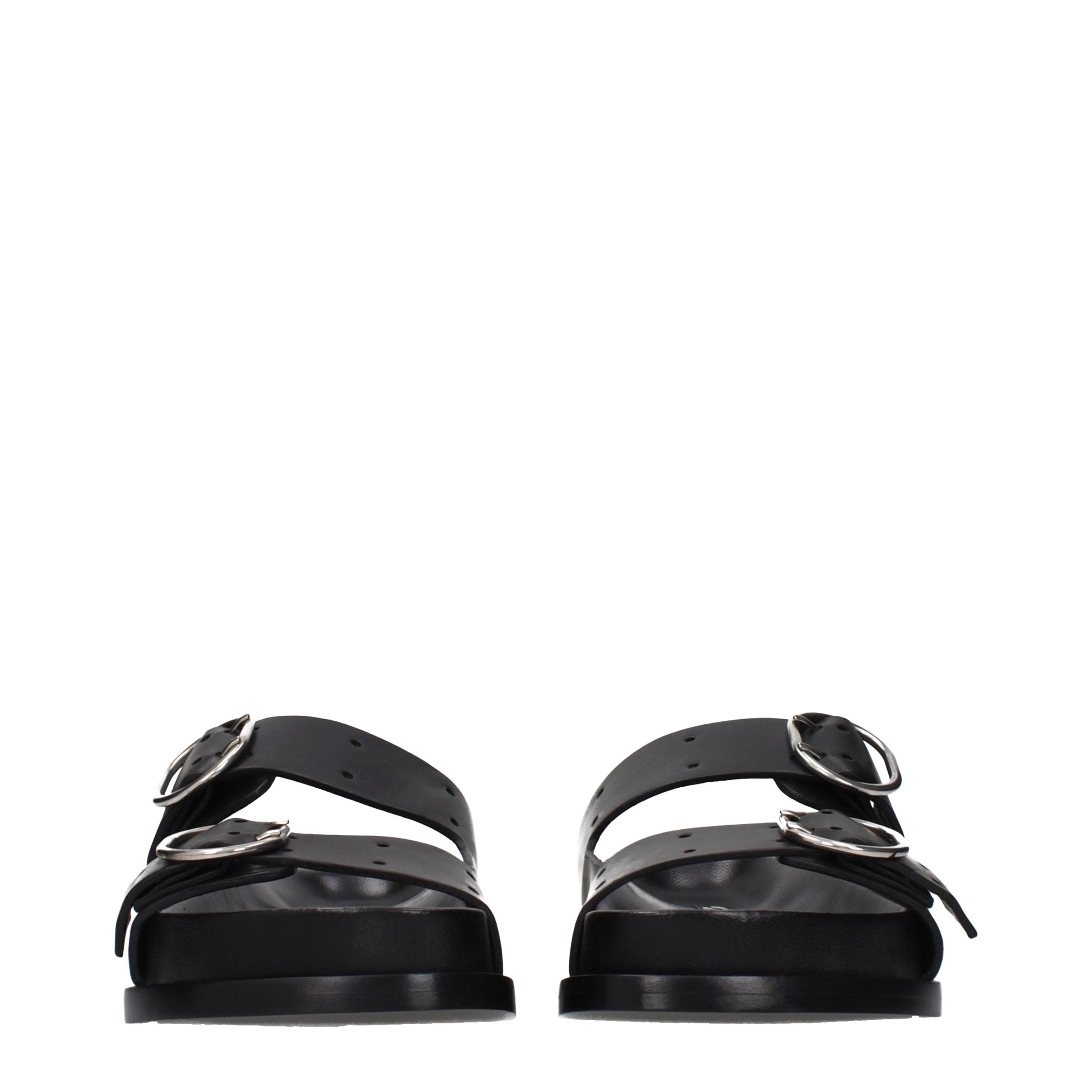 Jil Sander Black Leather Women's Slippers