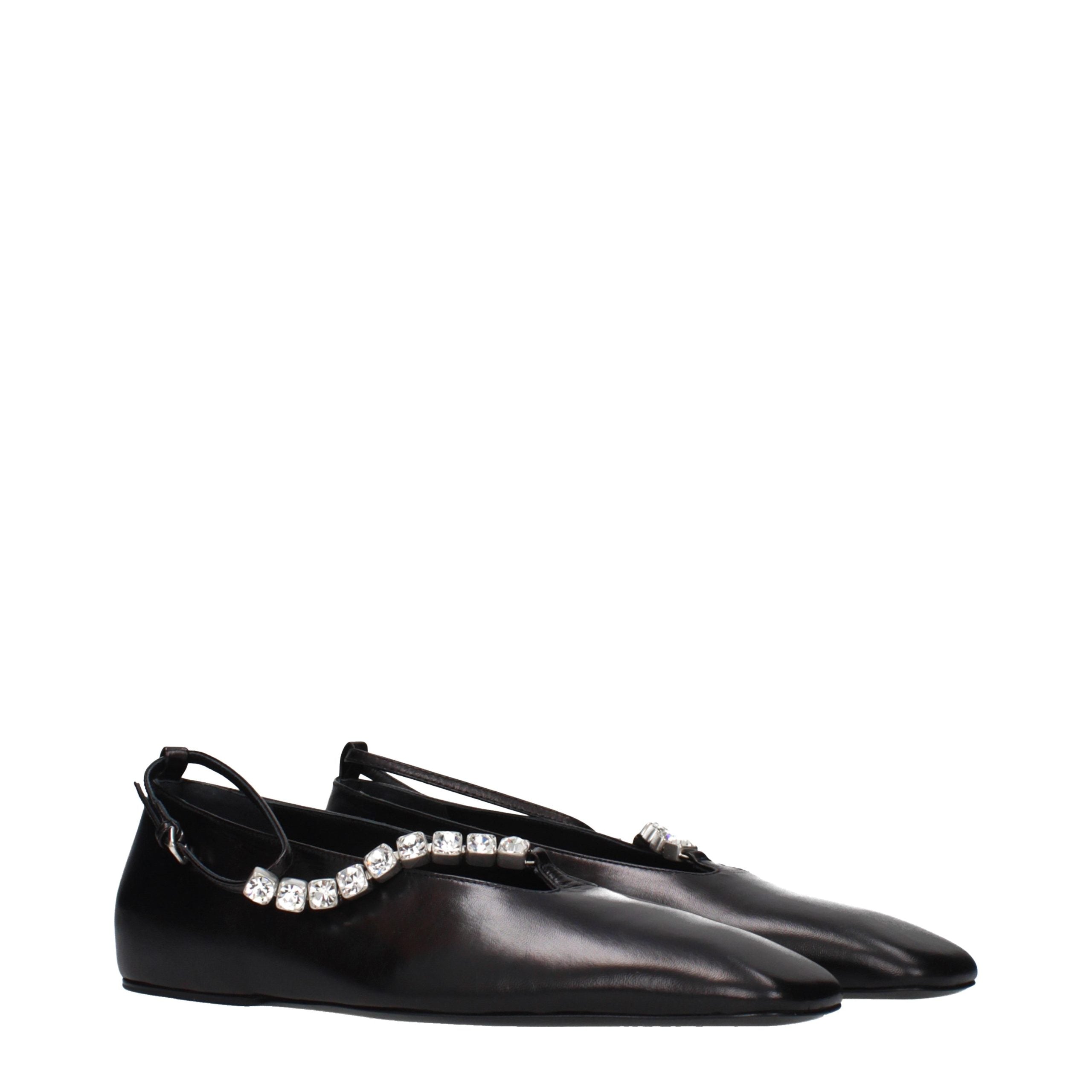 Jil Sander Black Leather Ballet Women's Flats