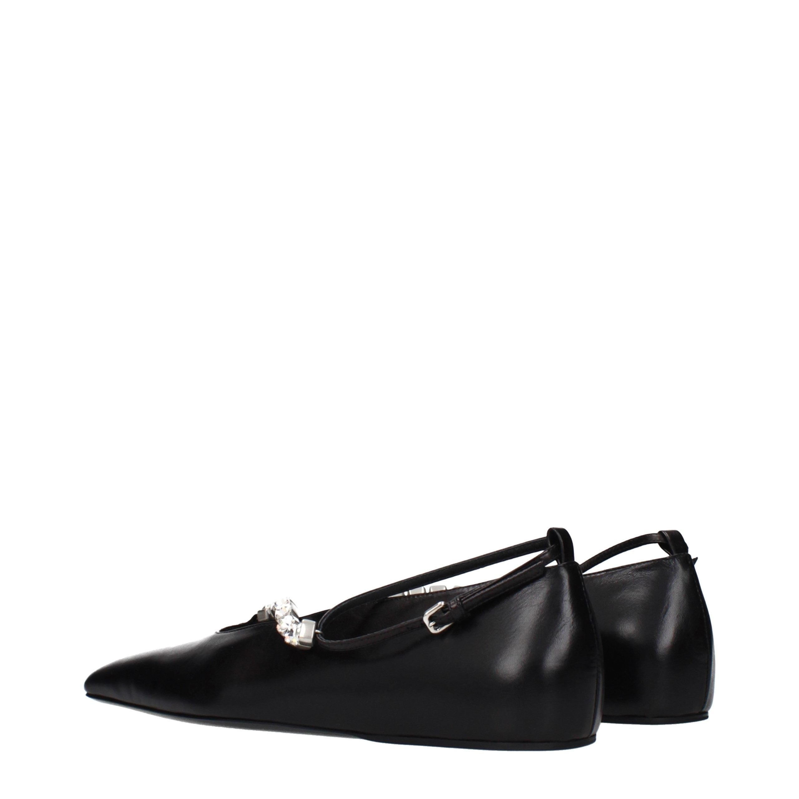 Jil Sander Black Leather Ballet Women's Flats