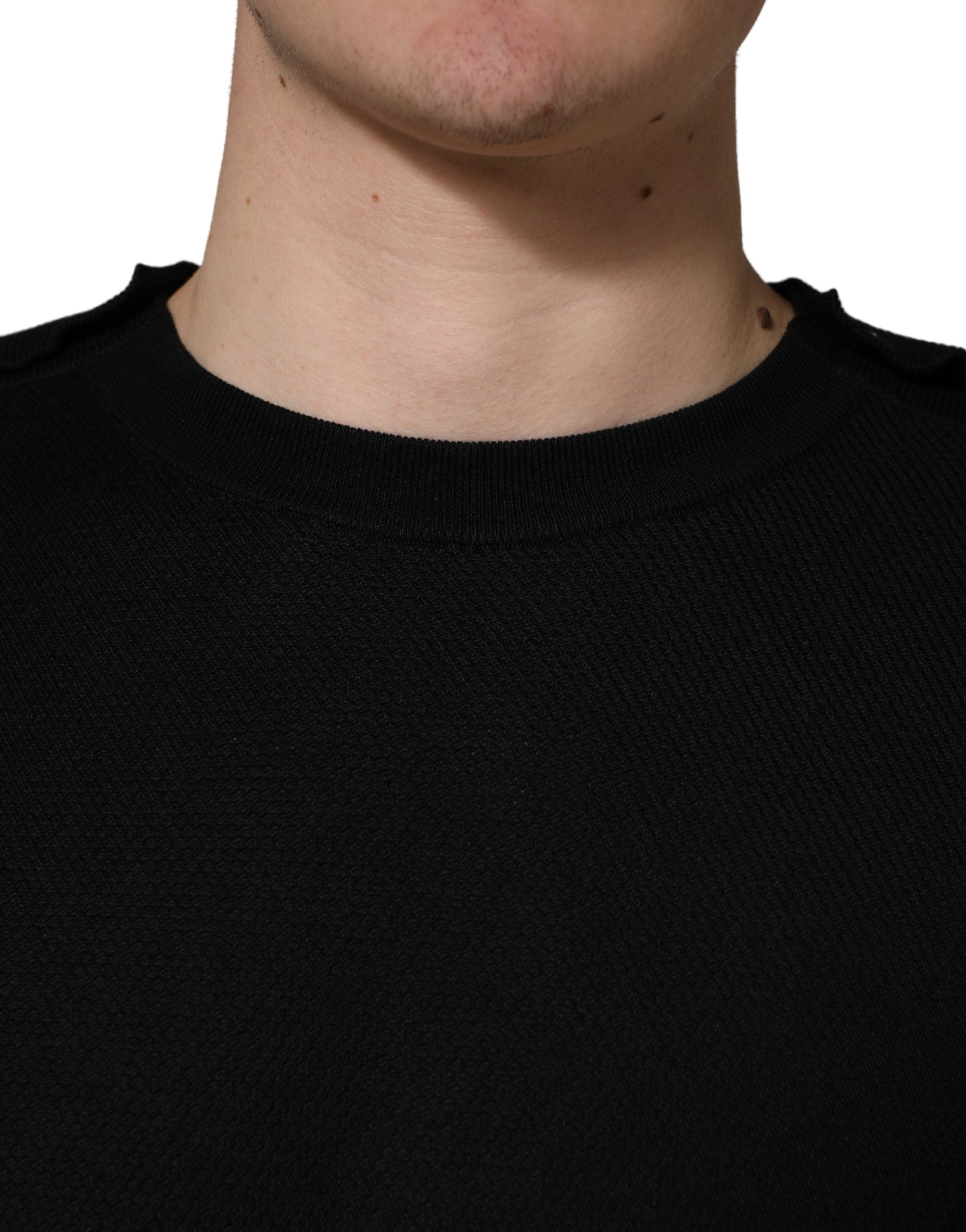 Dolce & Gabbana Black Crew Neck Long Sleeve Pullover Men's Sweater