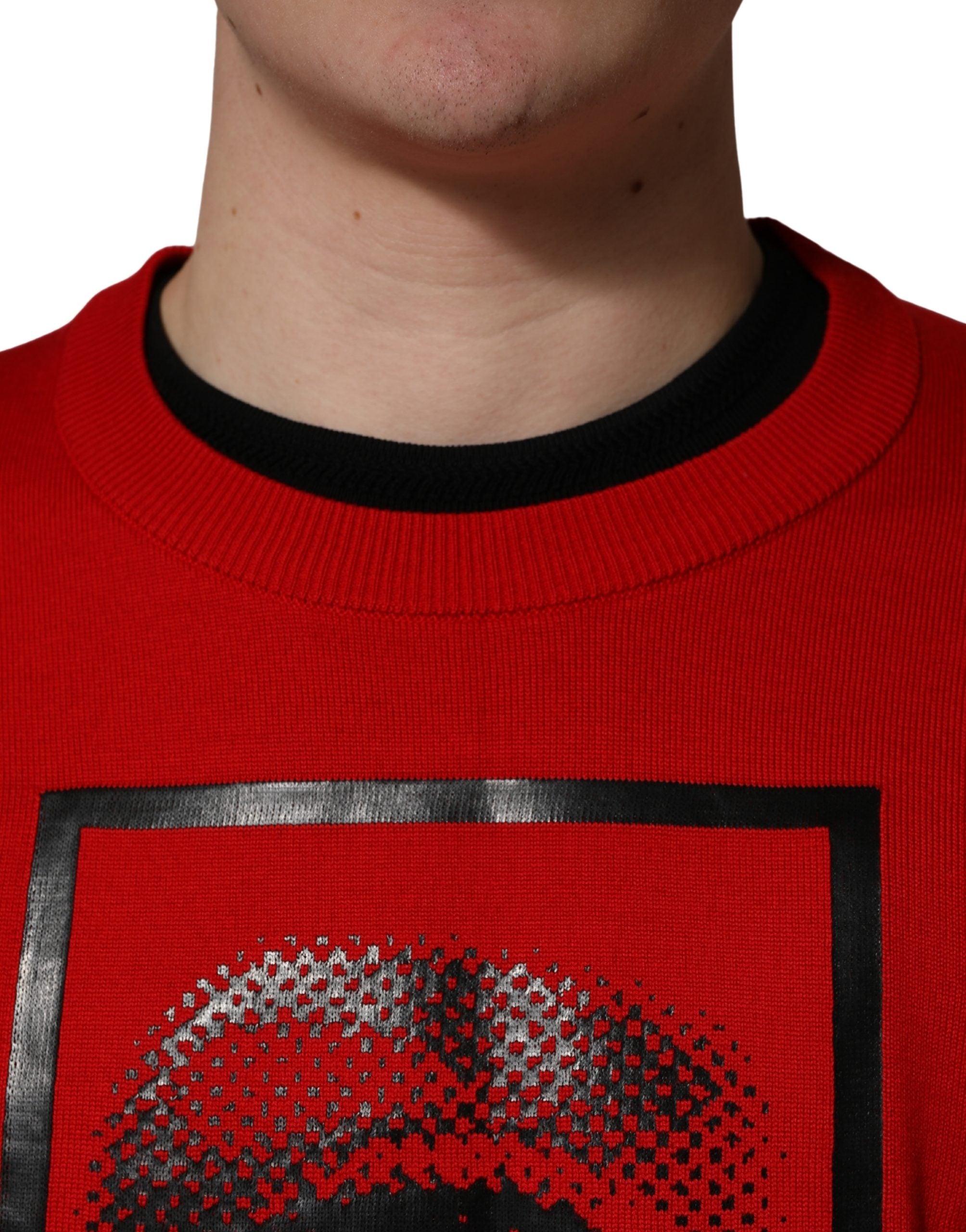 Dolce & Gabbana Red Eye Print Crew Neck Pullover Men's Sweater (Pre-Owned)