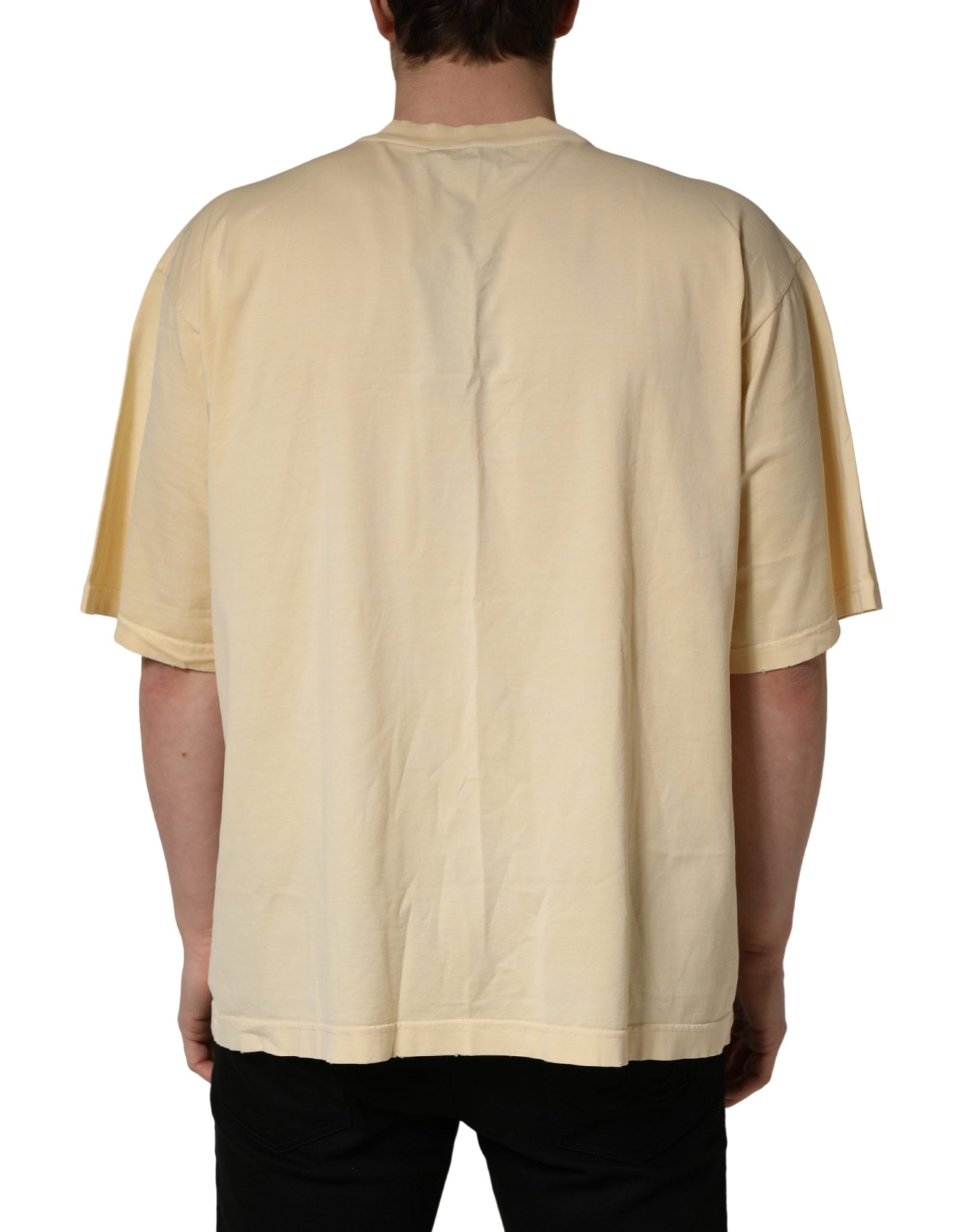 Dolce & Gabbana Yellow Logo Print Cotton Crew Neck Men's T-shirt (Pre-Owned)