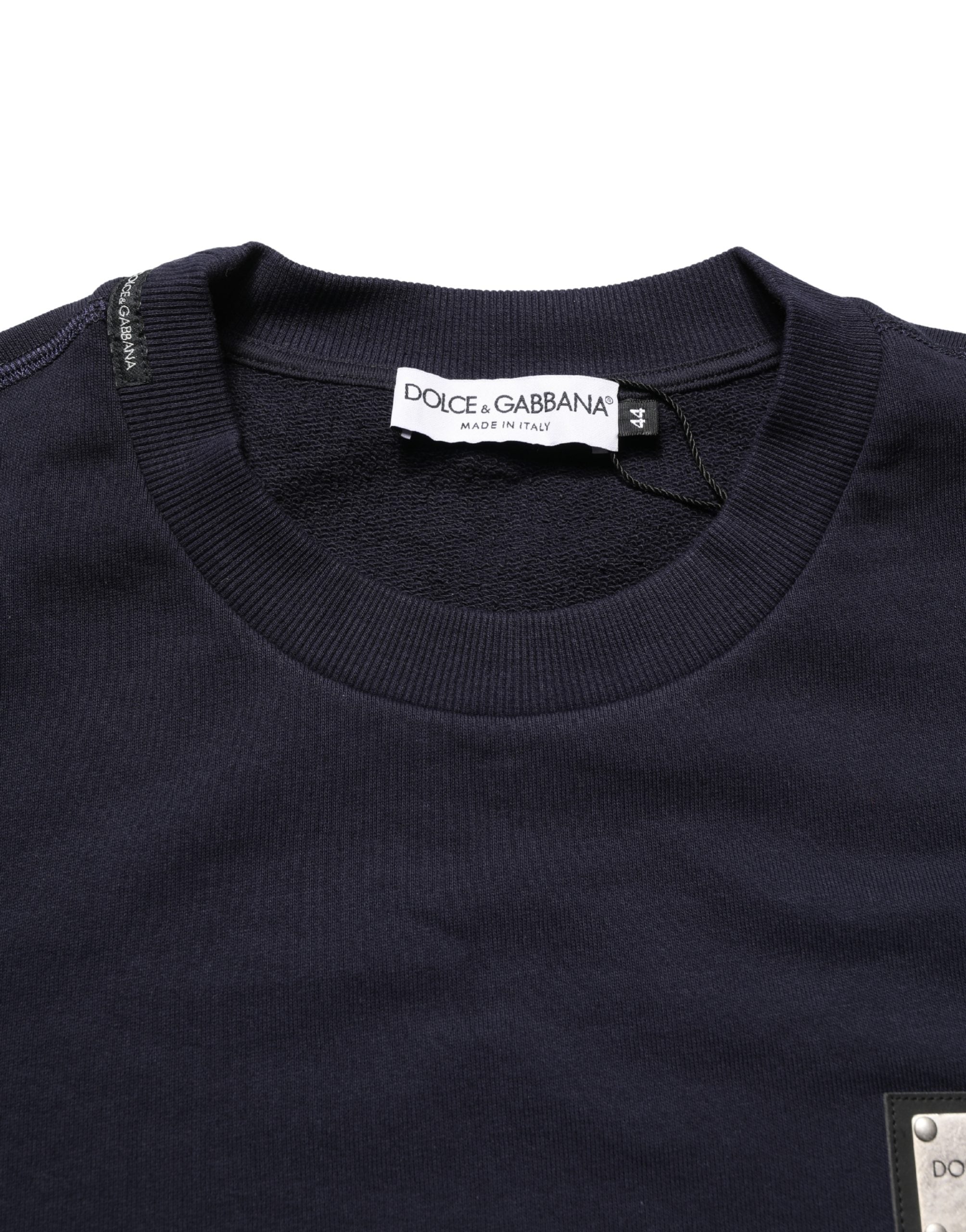 Dolce & Gabbana Black Logo Plaque Jersey Sweatshirt Cotton Men's Sweater (Pre-Owned)
