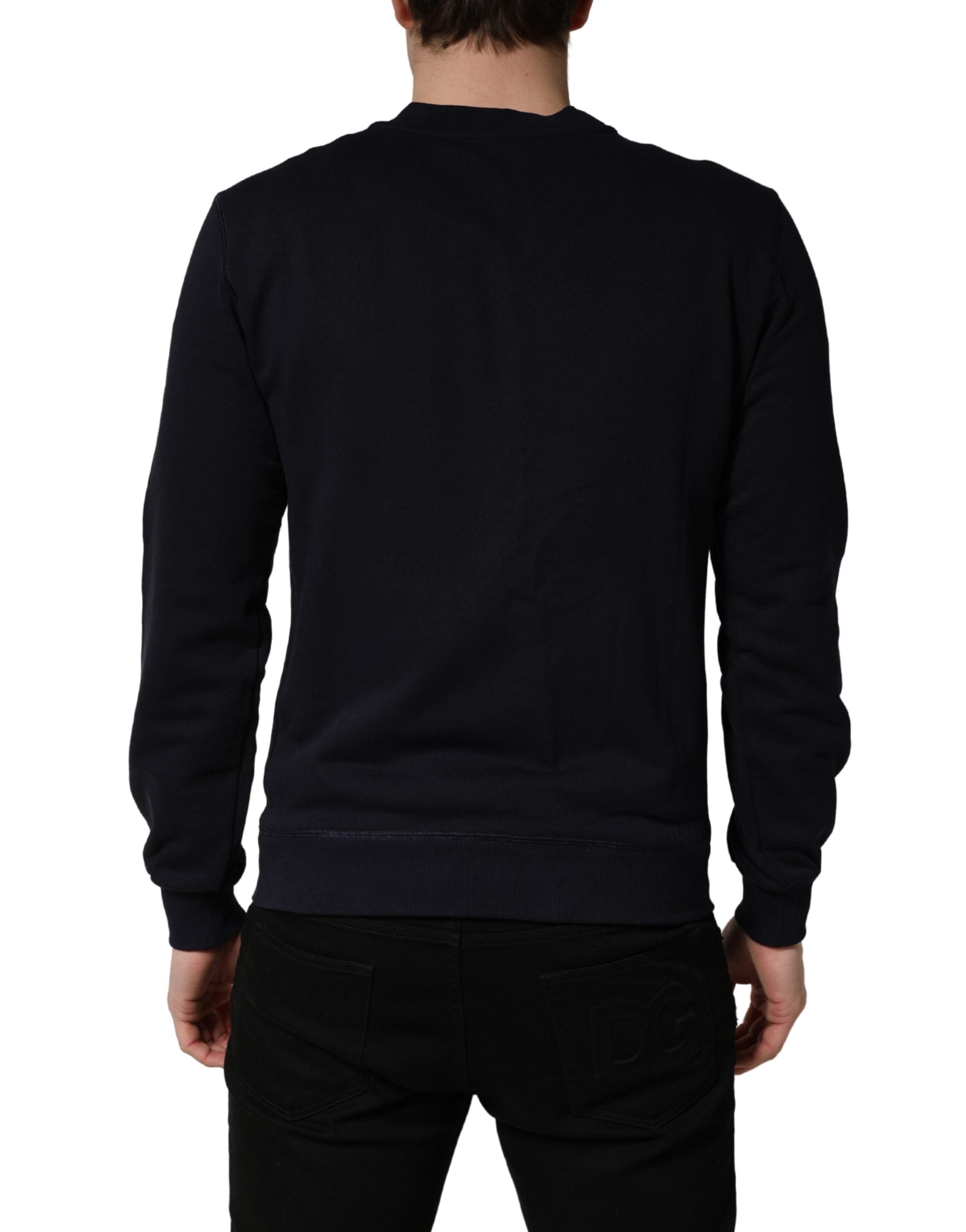 Dolce & Gabbana Black Logo Plaque Jersey Sweatshirt Cotton Men's Sweater (Pre-Owned)