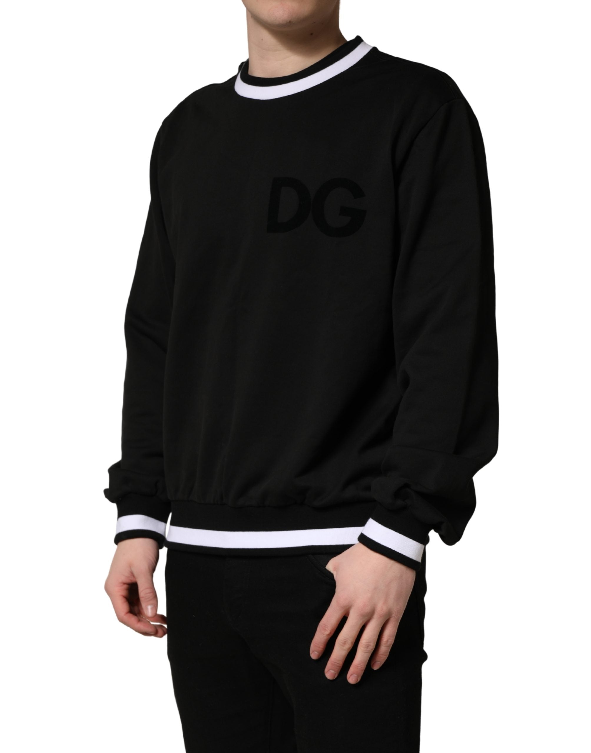 Dolce & Gabbana Black DGLogo Print Cotton Sweatshirt Men's Sweater (Pre-Owned)