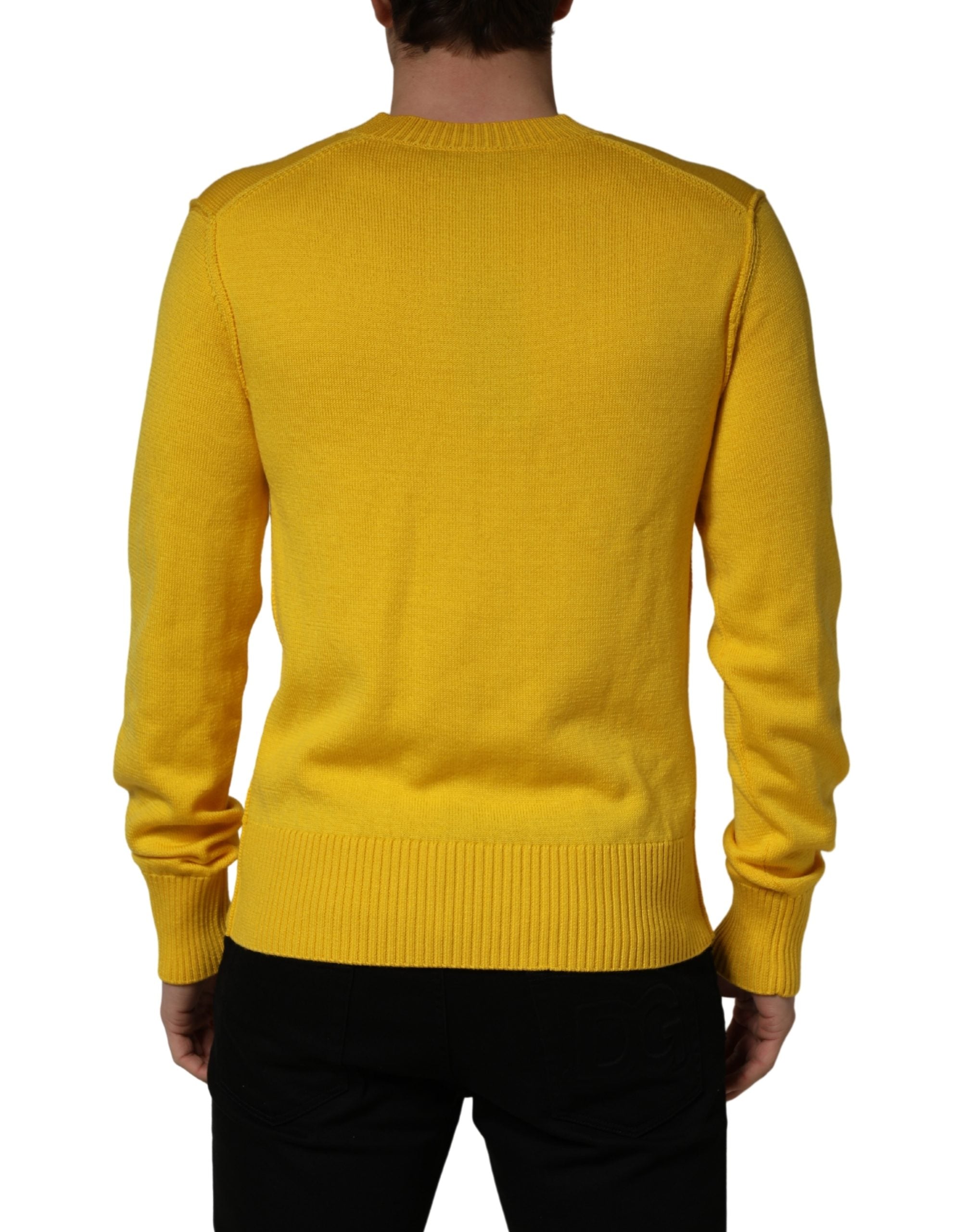 Dolce & Gabbana Wool Knitted V-Neck Pullover Men's Yellow