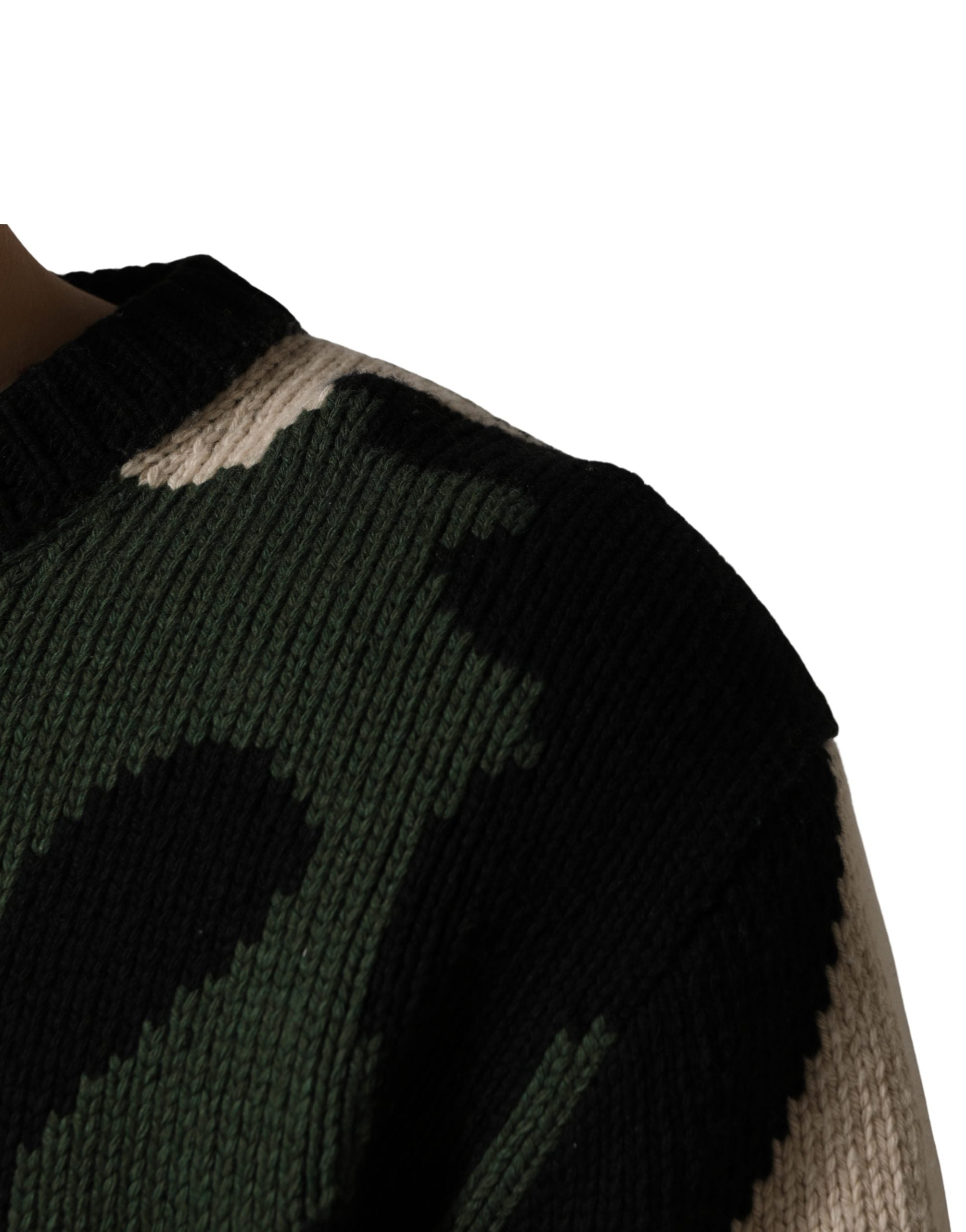 Dolce & Gabbana Multicolor Intarsia Knit Camouflage Pullover Men's Sweater