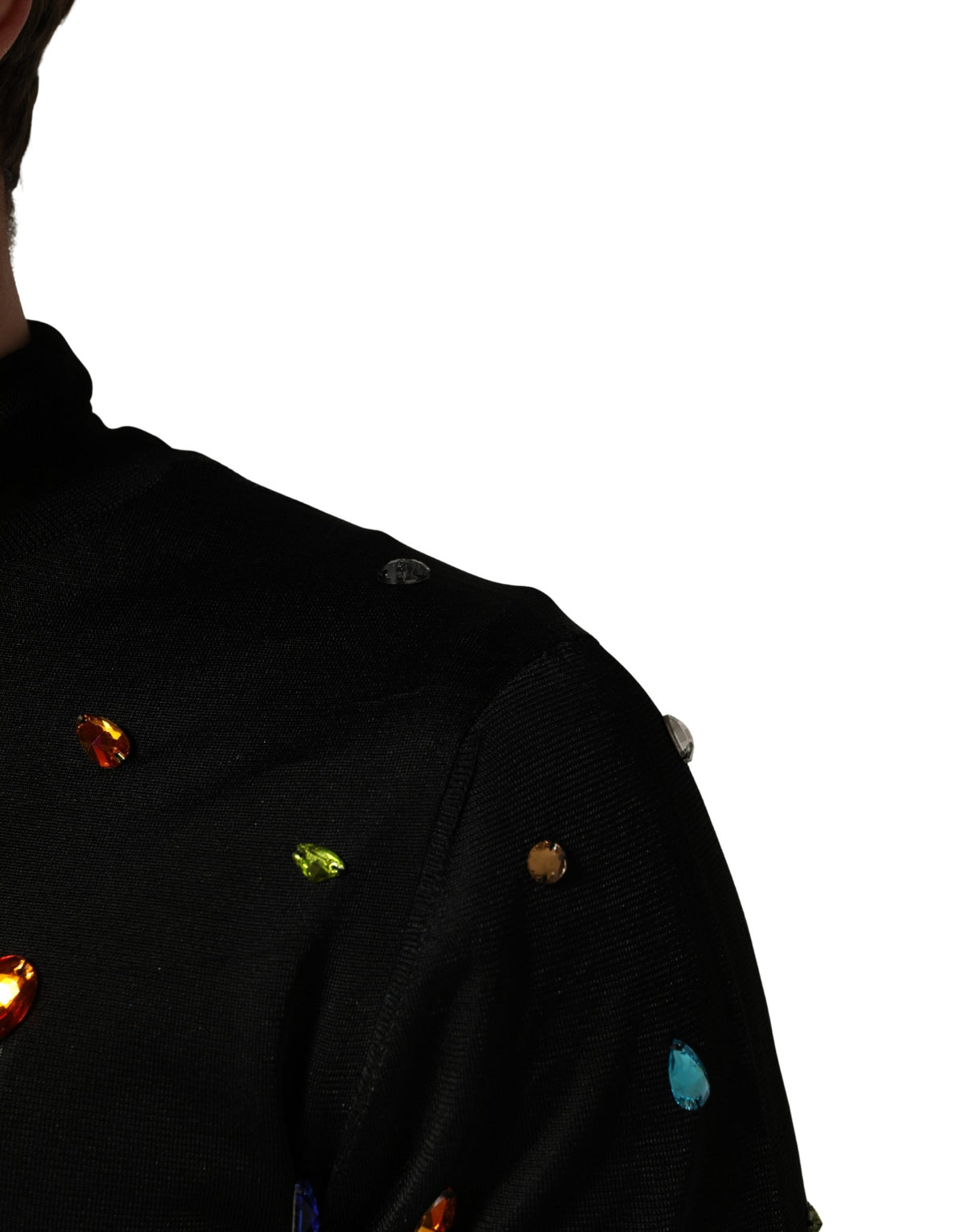 Dolce & Gabbana Black Crystal Embellished TurtleNeck Men's Sweater (Pre-Owned)
