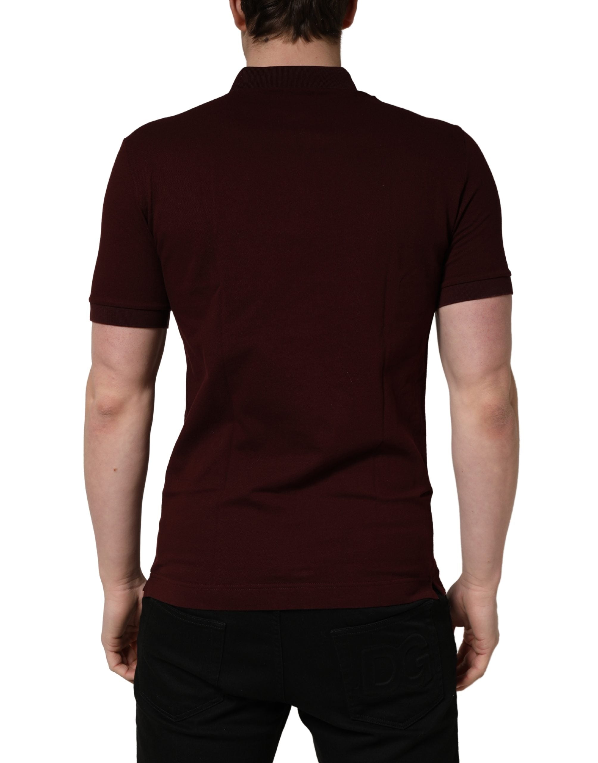Dolce & Gabbana Maroon Collared Short Sleeves Polo Men's T-shirt