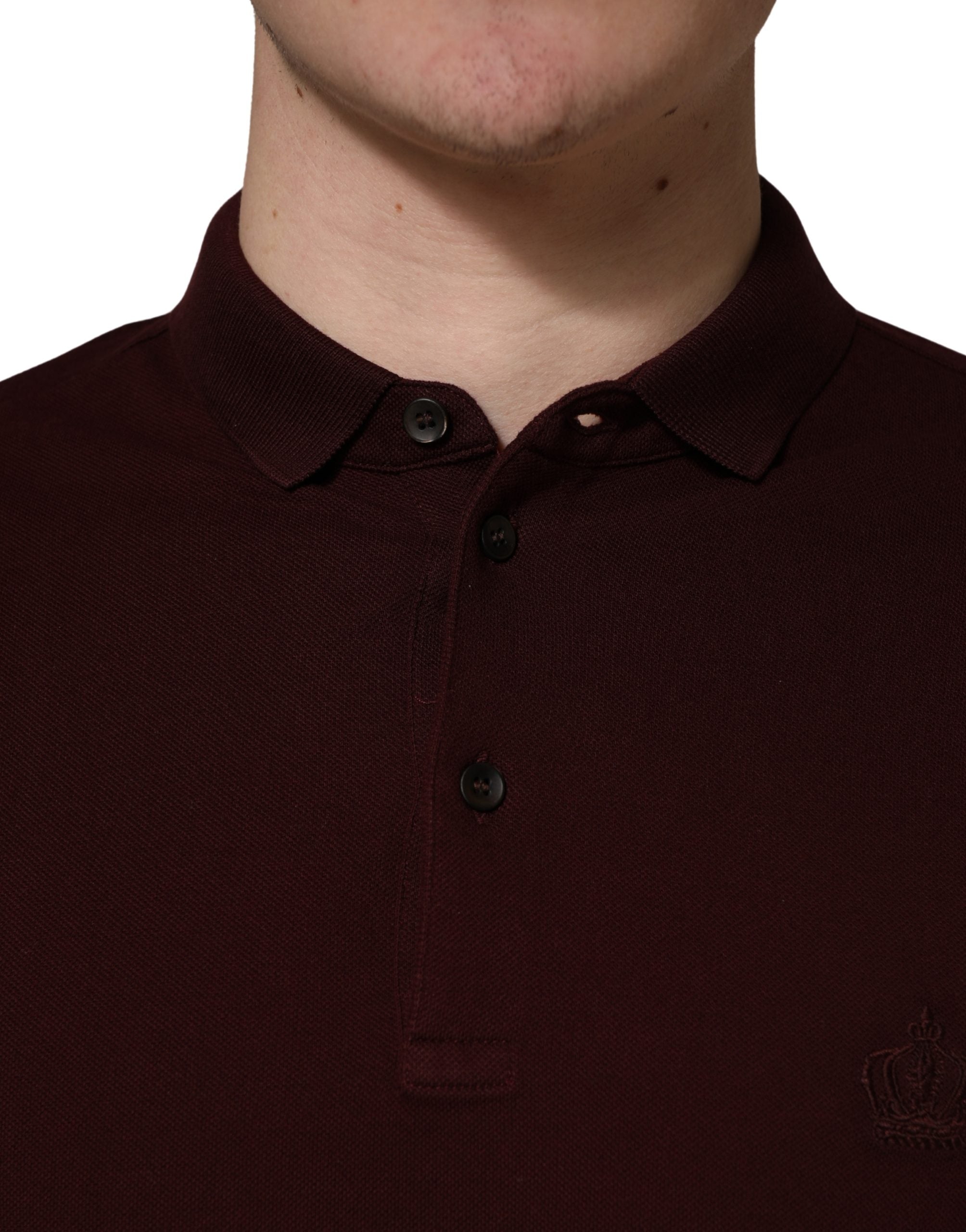 Dolce & Gabbana Maroon Collared Short Sleeves Polo Men's T-shirt