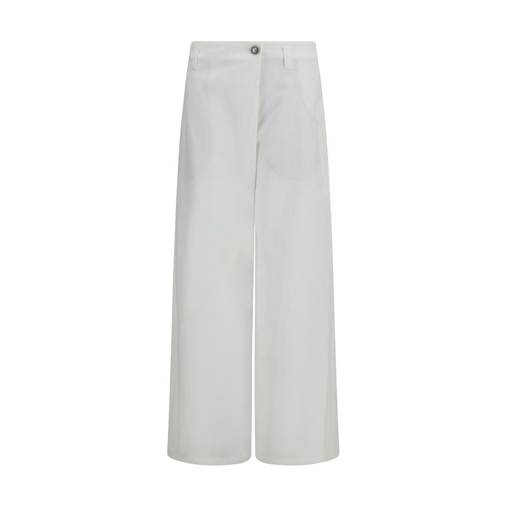 Brunello Cucinelli White Cotton Casual Women's Pants