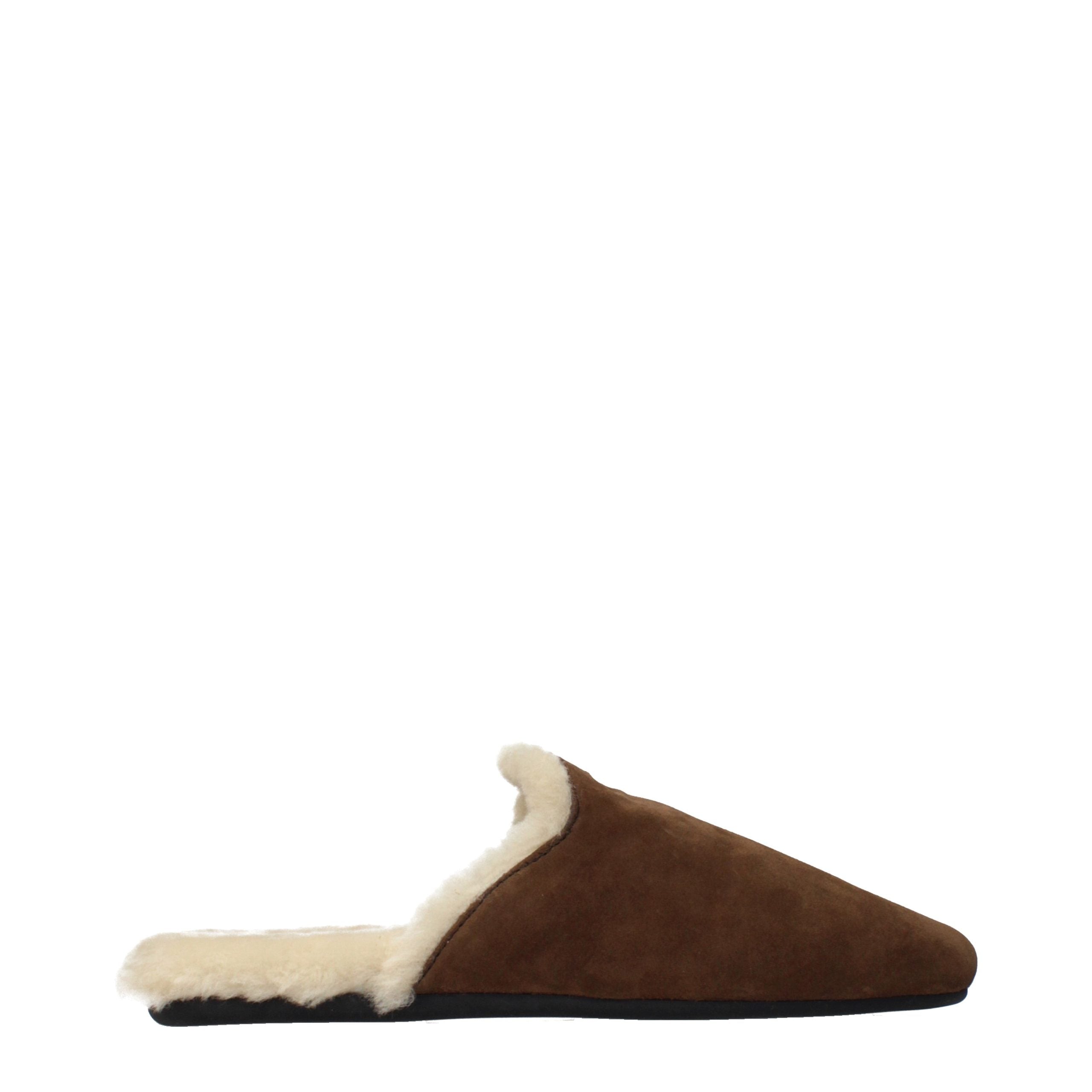 Prada Brown Leather Women's Slippers