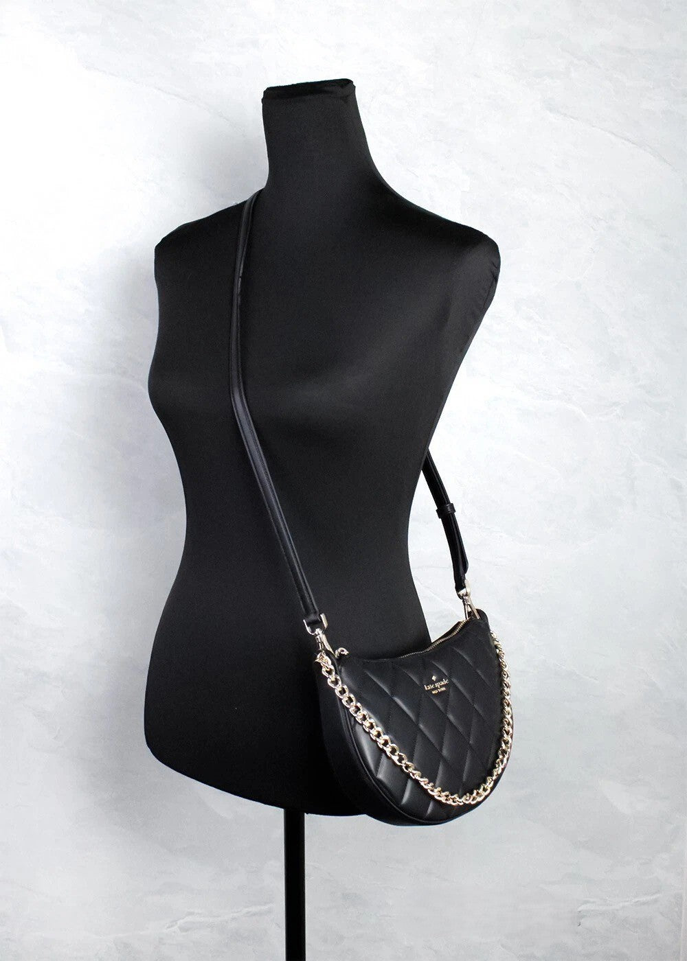 Kate Spade Kate Spade Carey Small Black Quilted Leather Zip Top Crossbody Women's Bag