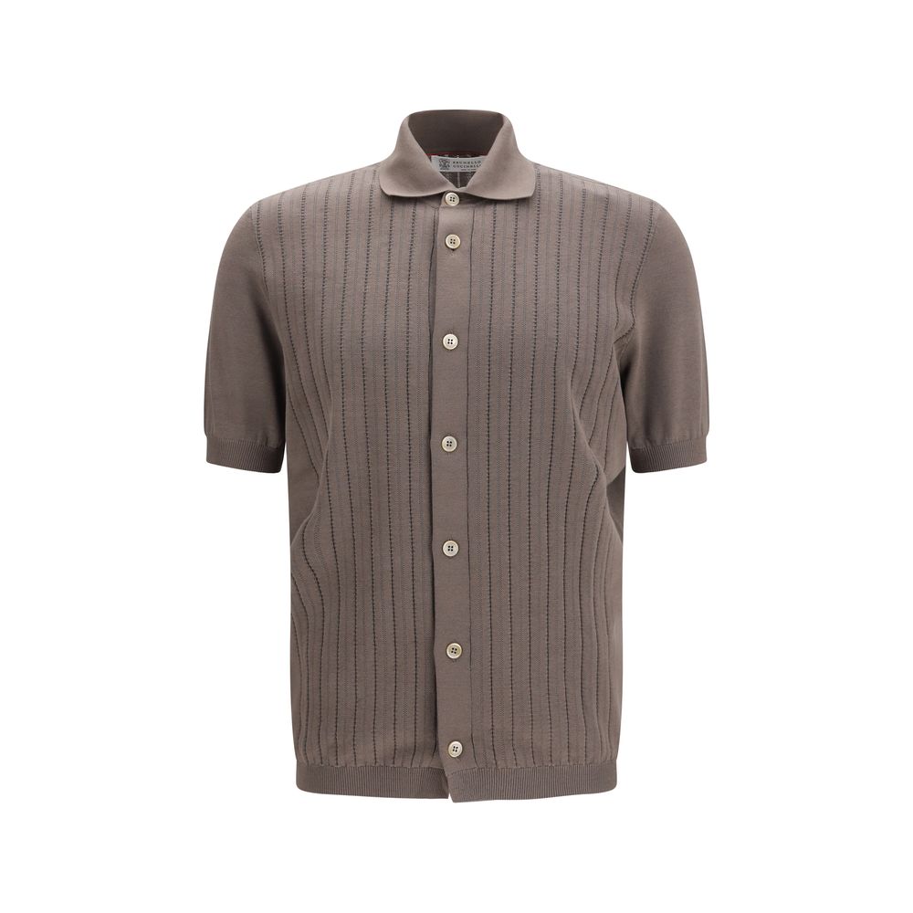 Brunello Cucinelli Brown Cotton Polo Men's Shirt