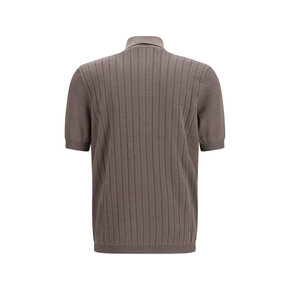 Brunello Cucinelli Brown Cotton Polo Men's Shirt