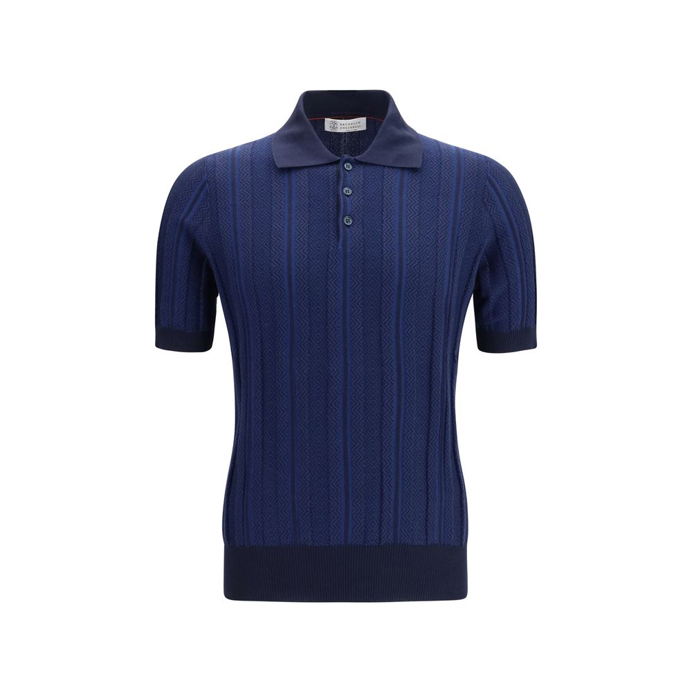 Brunello Cucinelli Blue Cotton Polo Men's Shirt