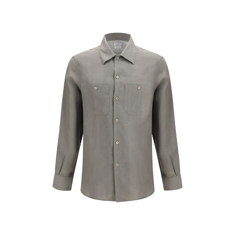 Brunello Cucinelli Bicolor Linen Dress Men's Shirt