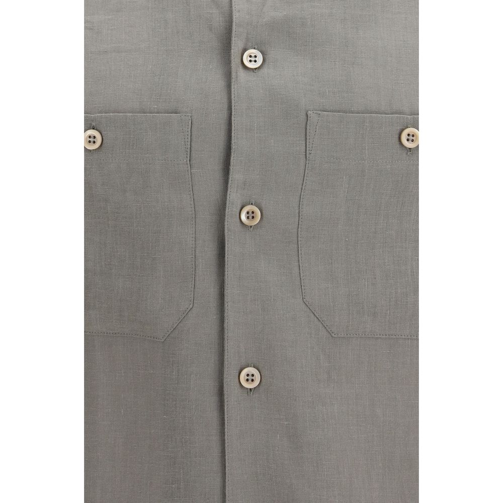 Brunello Cucinelli Bicolor Linen Dress Men's Shirt
