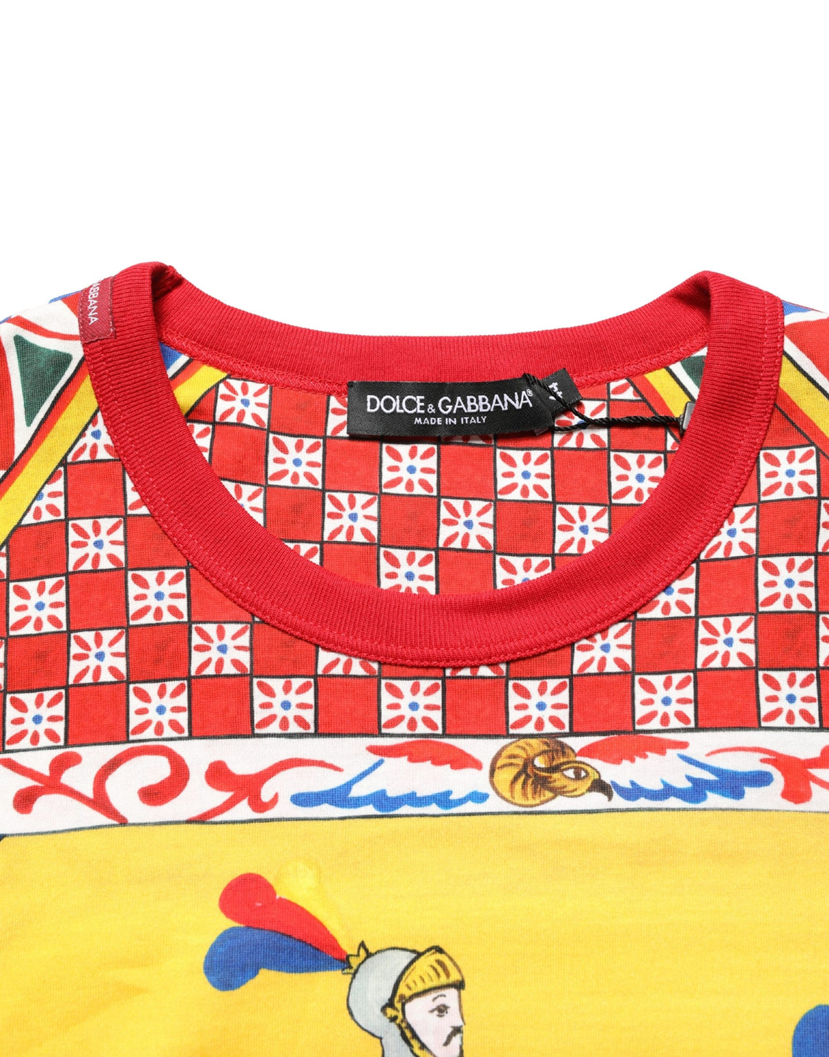 Dolce & Gabbana Multicolor Carretto Print Crew Neck Men's T-shirt