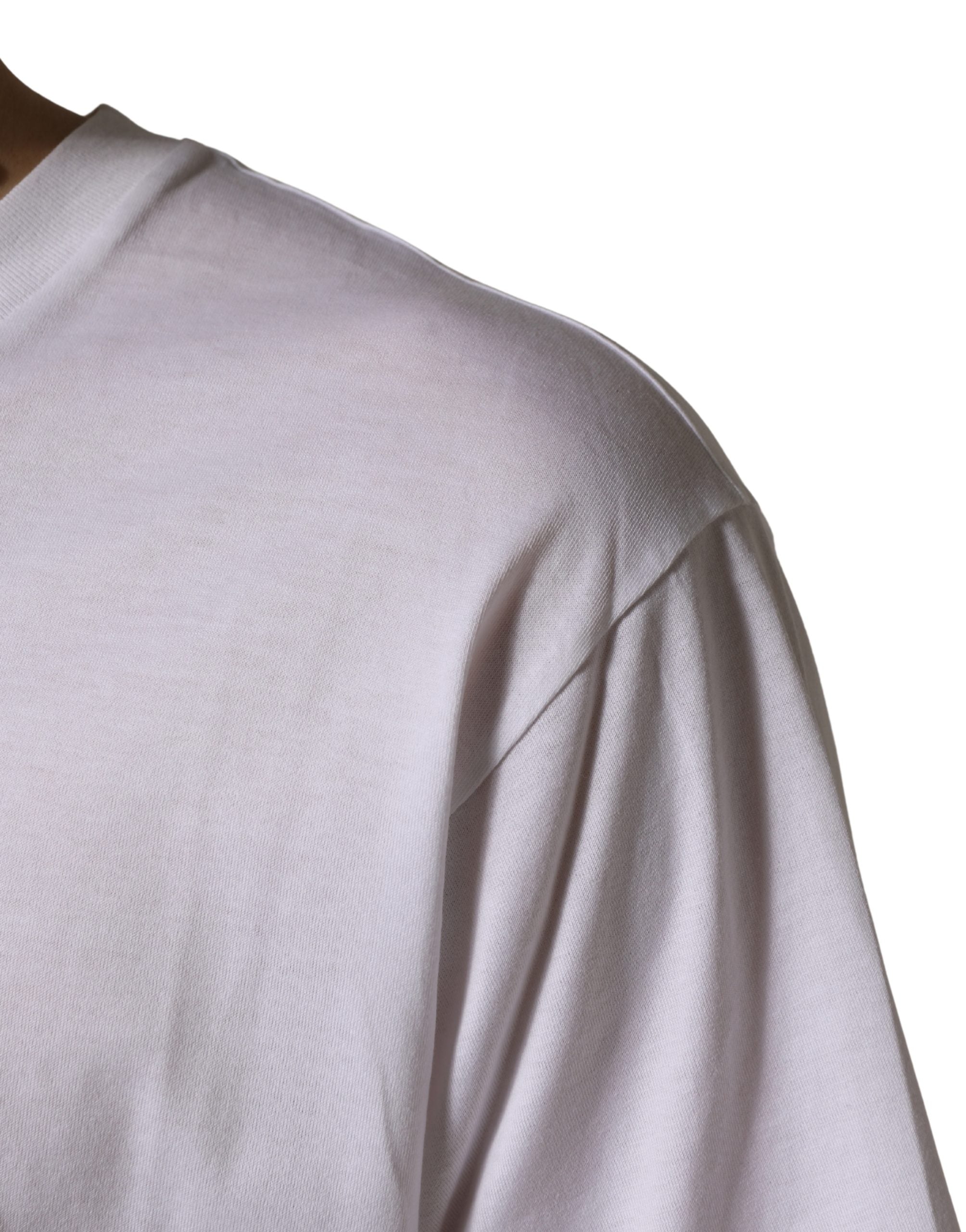 Dolce & Gabbana White Oversized Cotton Men Crew Neck Men's T-shirt