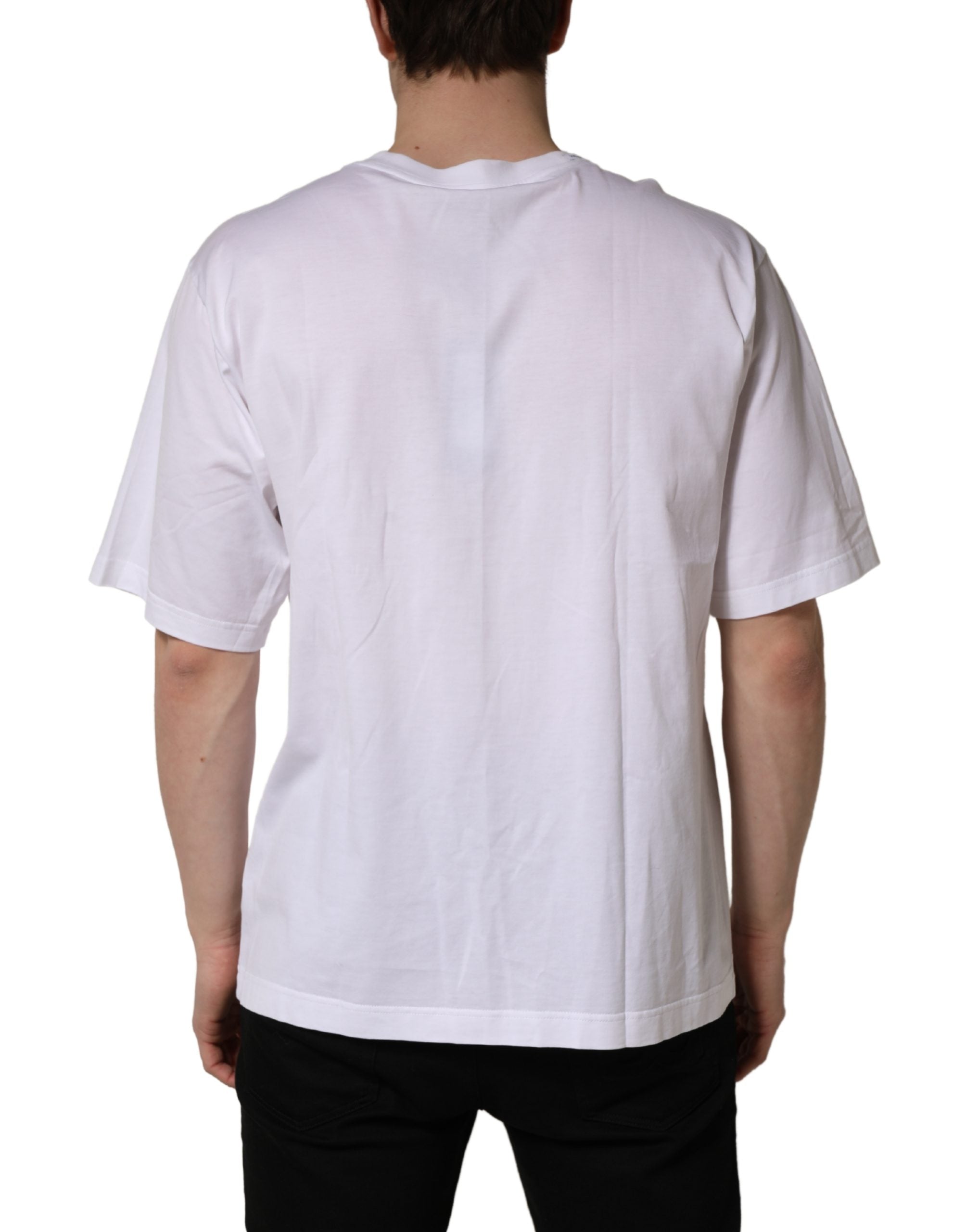 Dolce & Gabbana White Oversized Cotton Men Crew Neck Men's T-shirt