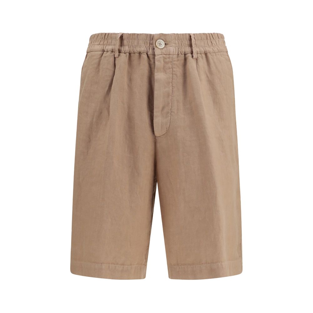 Brunello Cucinelli Brown Linen Bermuda Men's Shorts