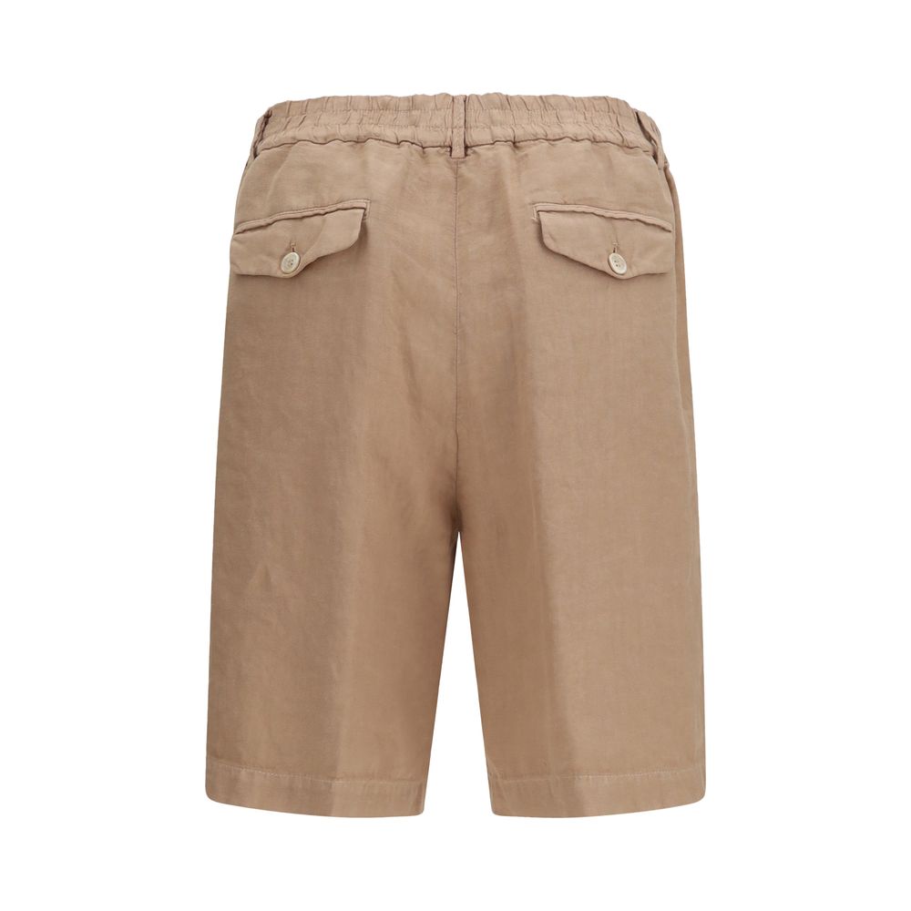 Brunello Cucinelli Brown Linen Bermuda Men's Shorts