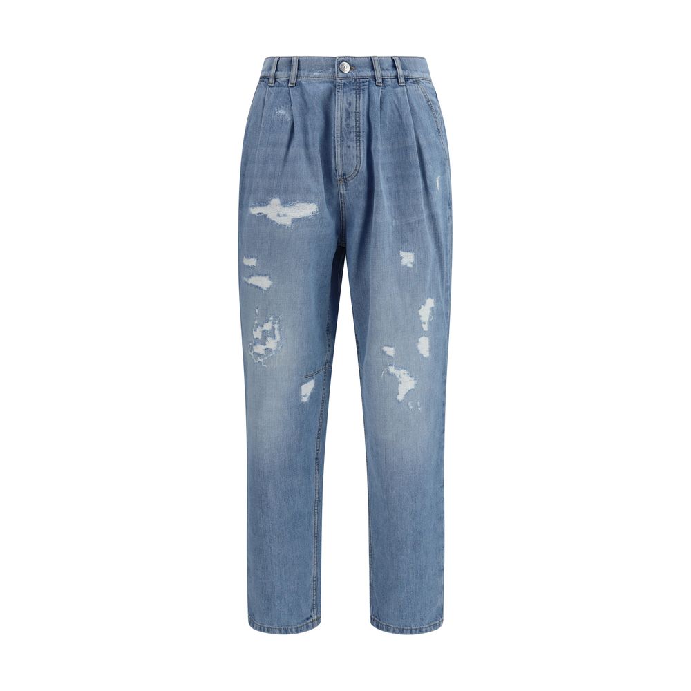 Brunello Cucinelli Blue Cotton Straight-Leg Men's Jeans