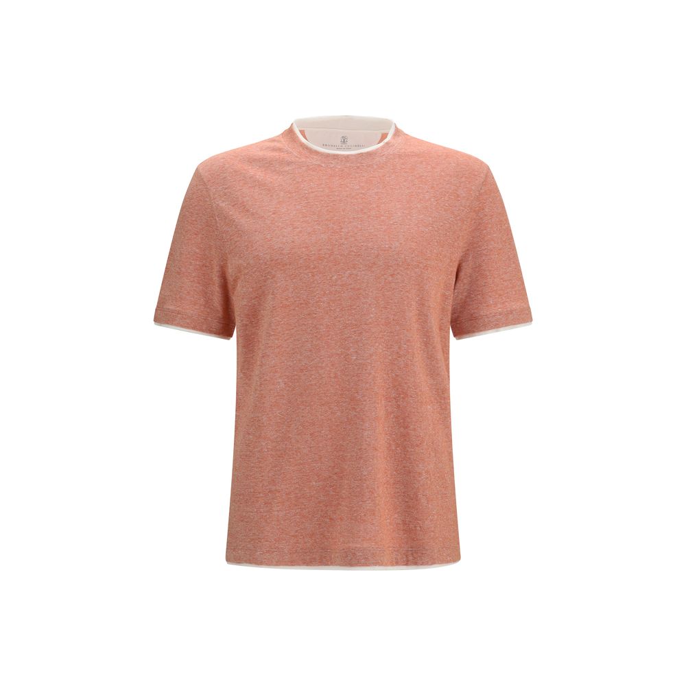 Brunello Cucinelli Orange Cotton Men's T-Shirt