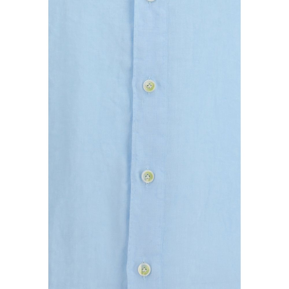 Finamore Blue Linen Longsleeve Men's Shirt