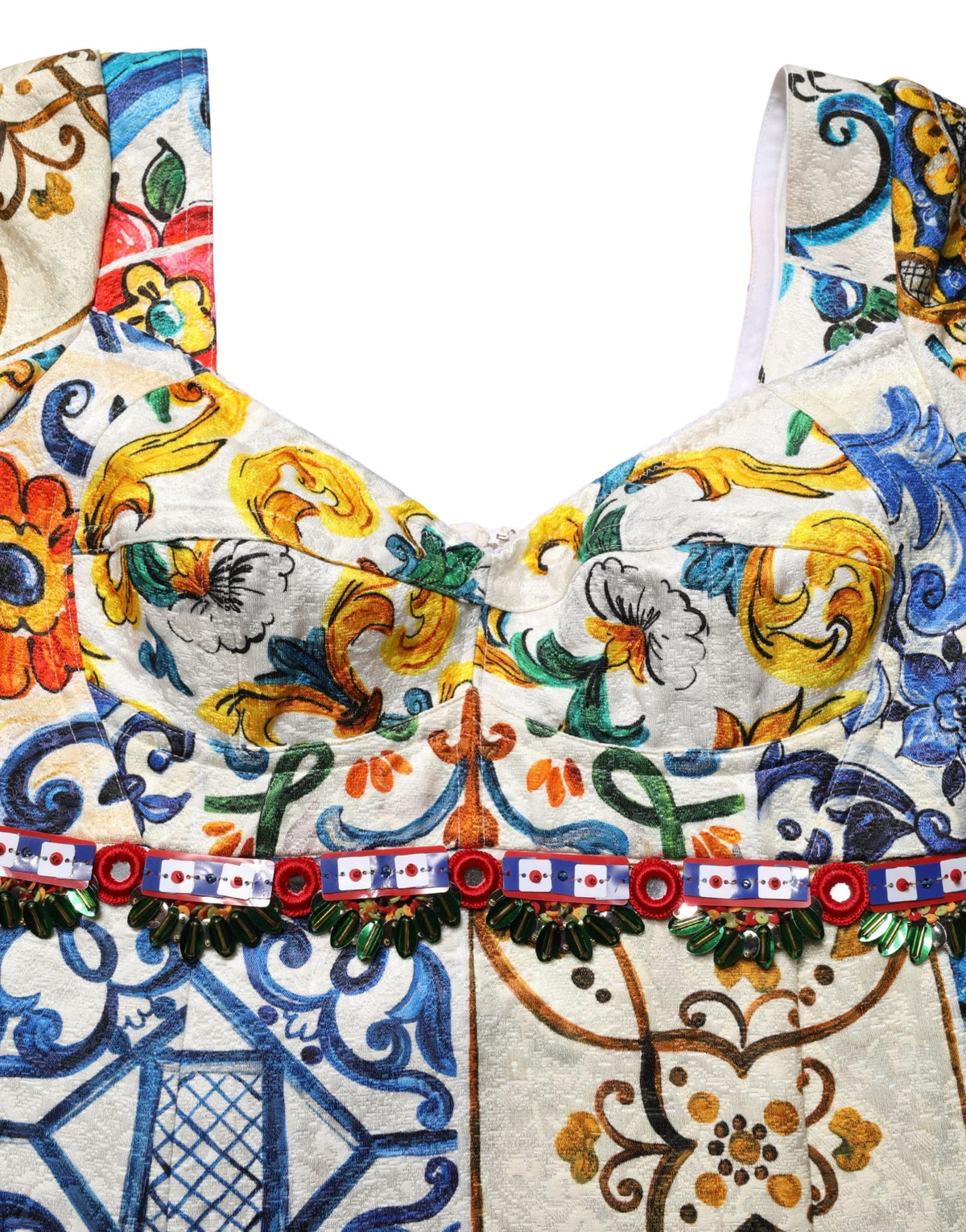 Dolce & Gabbana Multicolor Majolica Print Cotton Mini Women's Dress