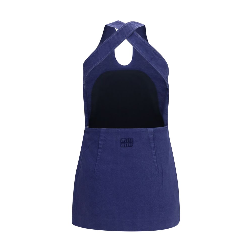 Miu Miu Blue Cotton Casual Women's Dress