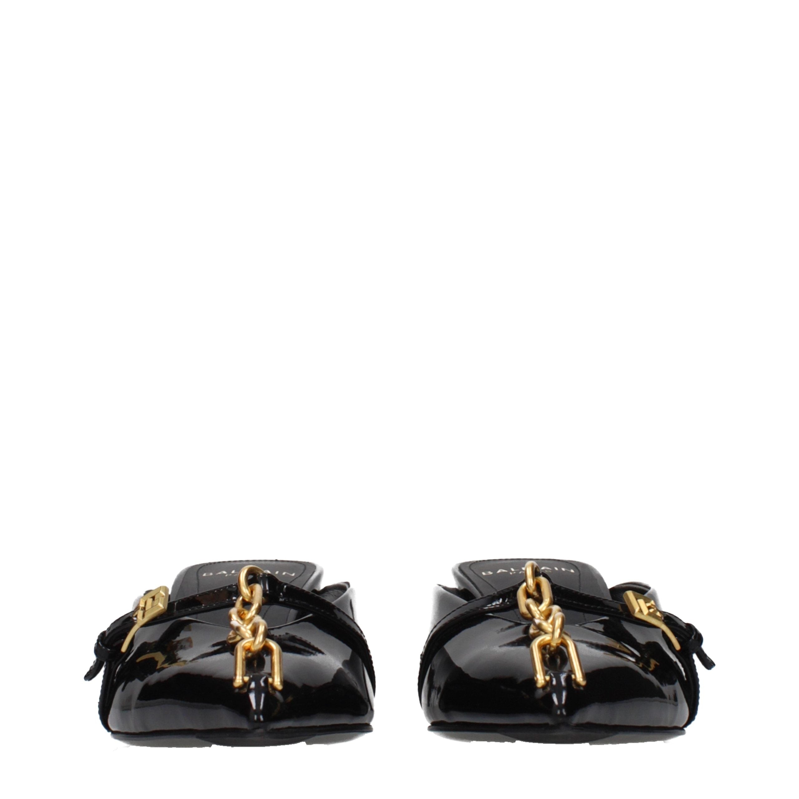 Balmain Black Leather Platform Women's Sandals