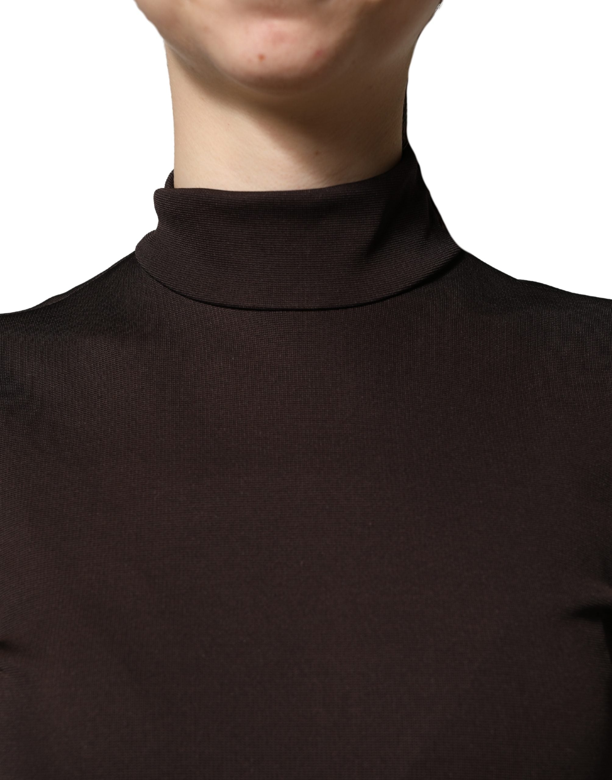 Dolce & Gabbana Brown Turtleneck Jersey Long Maxi Women's Dress (Pre-Owned)
