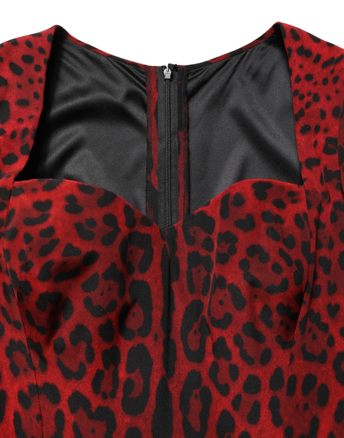 Dolce & Gabbana Red Leopard Print Sheath Long Sleeve Women's Dress