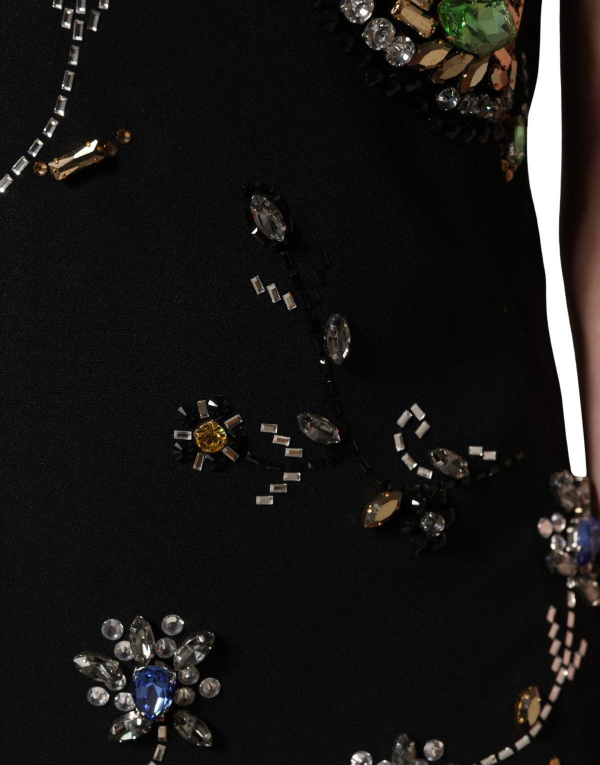 Dolce & Gabbana Black Sleeveless Floral Bead Embellishments Women's Dress